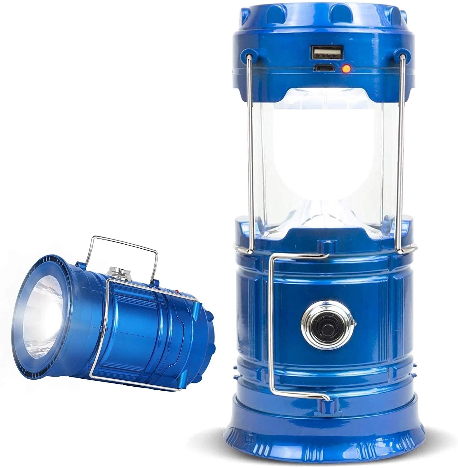 Gold & Black & Blue Collapsible Solar LED Camping Lantern - Super Bright & Portable
