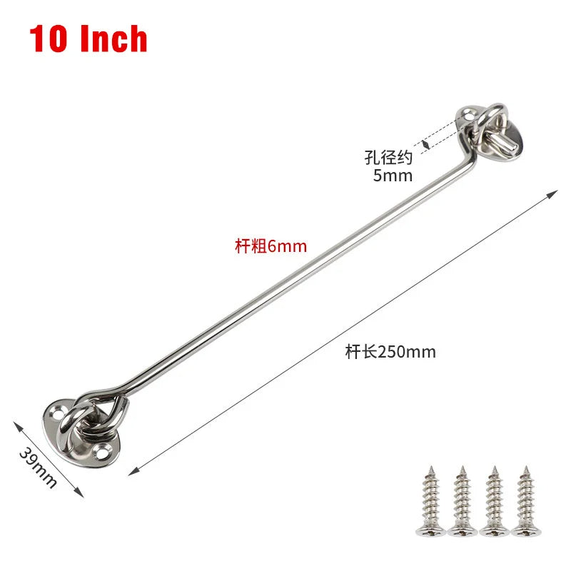 Hook & Eye Latch - Heavy Duty Stainless Steel Door Lock | 3, 4, 6, 8 Inch