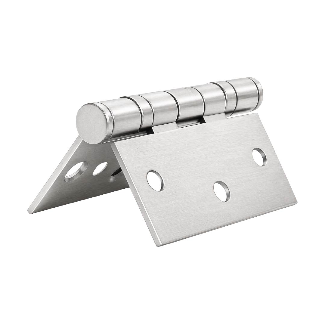 Alternate side view of DOMIRA silver heavy-duty door hinge designed for smooth, quiet and reliable door movement.