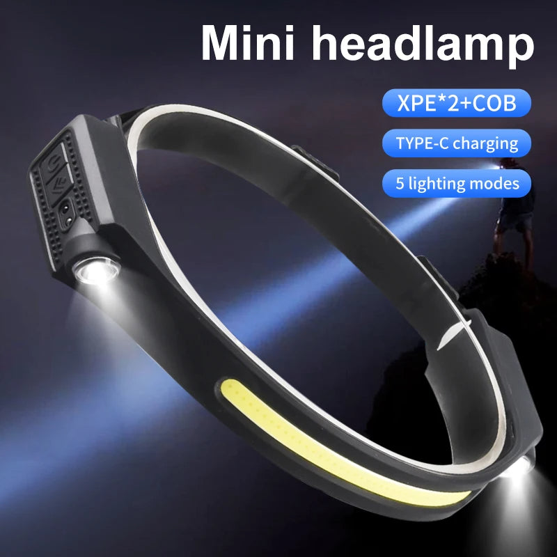 Type-C Rechargeable Foldable LED Headlamp with 1200mAh Battery