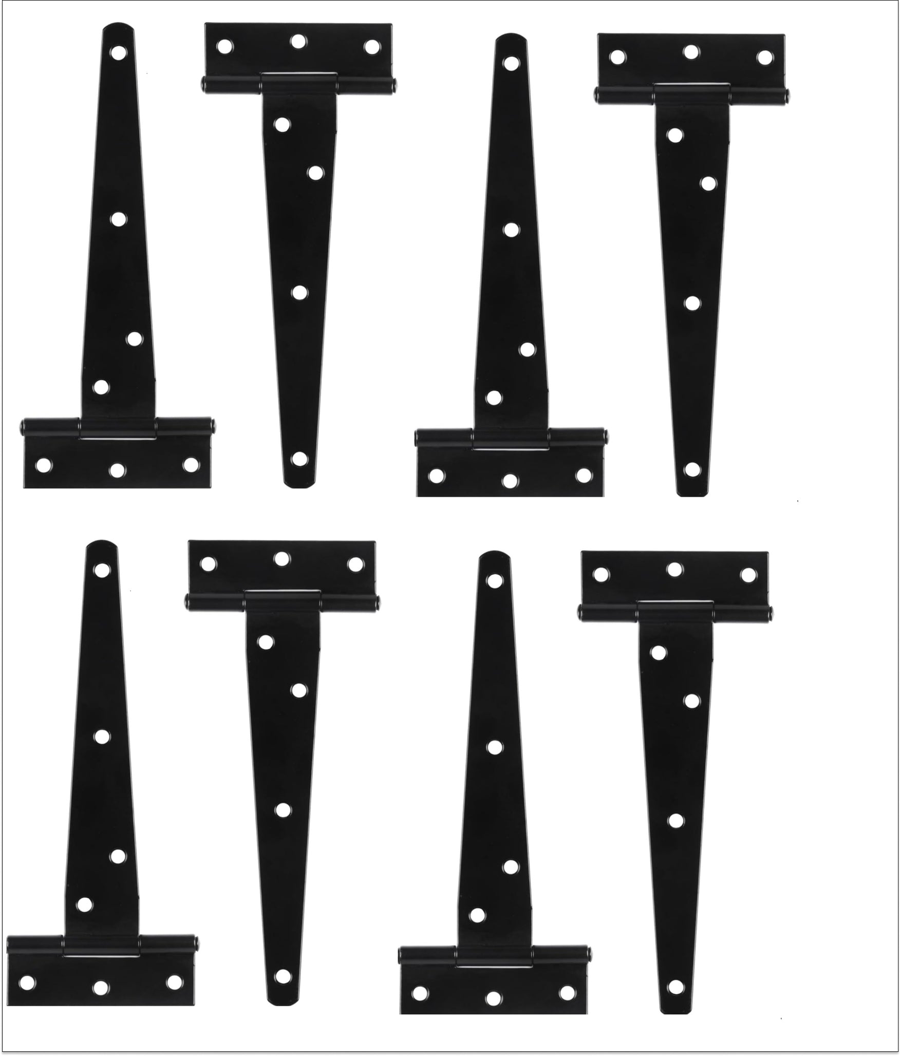 Heavy Duty T Hinges 250mm (10inches) Durable Steel Construction with Rust Resistant Coating Ideal for Barns, Gates, Fences, and Outdoor Use in Pack of 2, 4 & 8