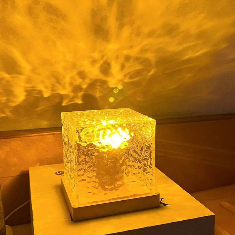 Square LED Crystal Lamp | RGB Ocean Wave Night Light