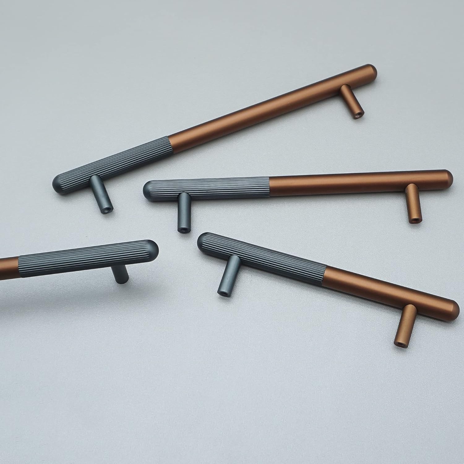 Two Tone Versatile Wardrobe Handles in Copper and Silver Finish Choices