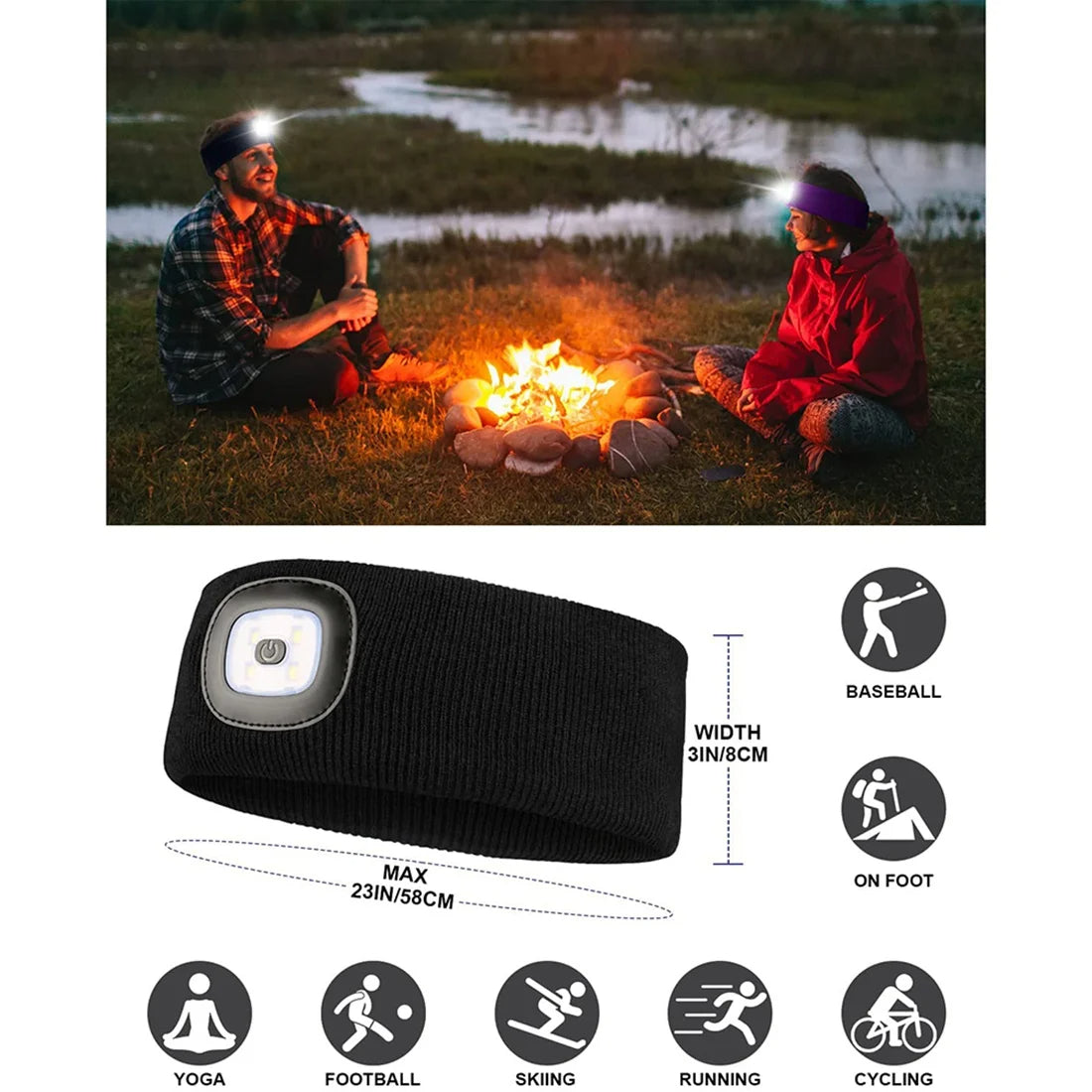 USB Rechargeable, Warm Knitted Design, 4 Light Settings, High Visibility for Outdoor Activities, Available in Multiple Colors