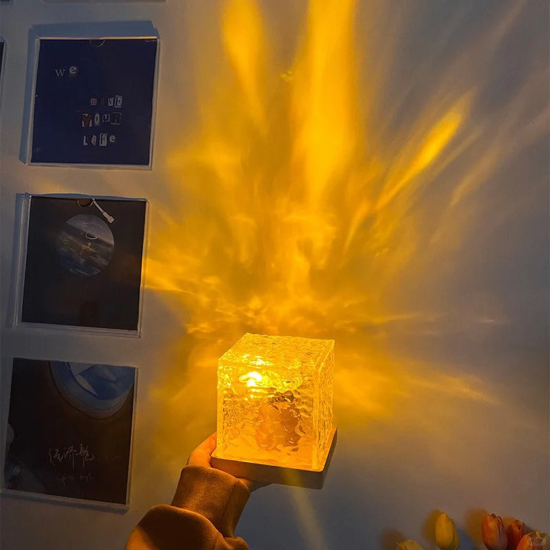 Square LED Crystal Lamp | RGB Ocean Wave Night Light