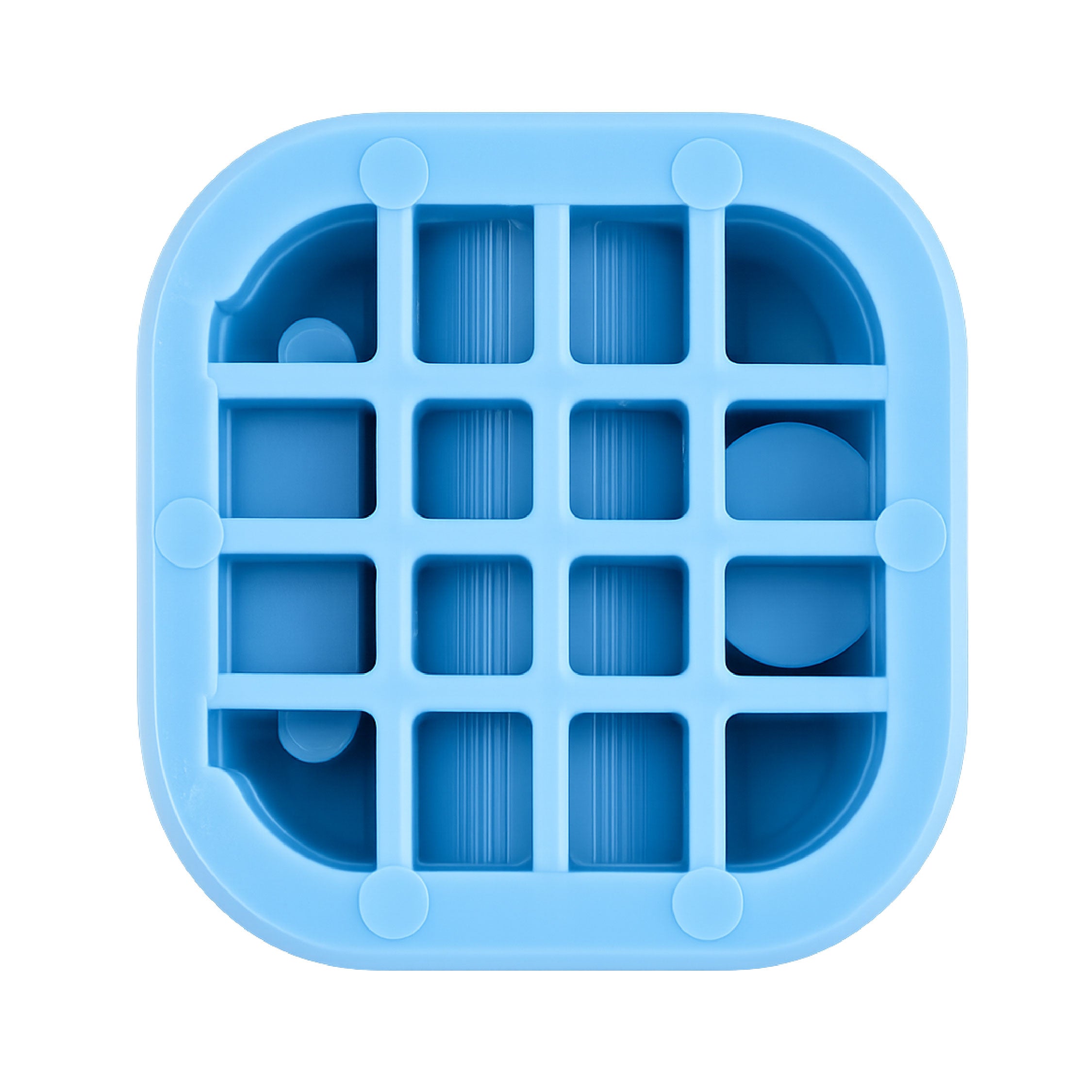 Bottom view of blue magnetic cable clips
showing the self adhesive mounting
base designed for desks, walls and
under desk cable management.