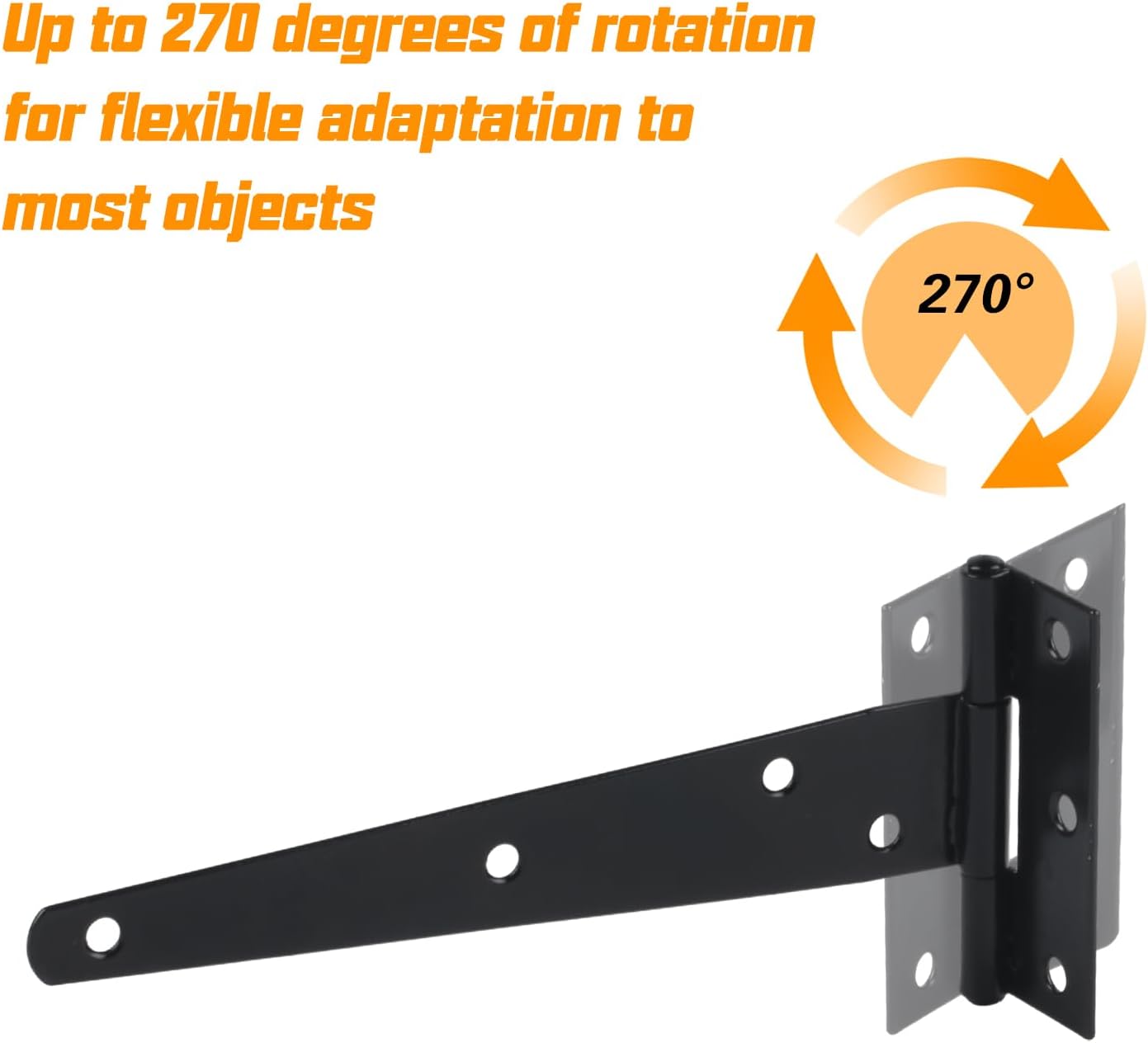 Heavy Duty T Hinges 200mm (8inches) Durable Steel Construction with Rust Resistant Coating Ideal for Barns, Gates, Fences, and Outdoor Use in Pack of 2, 4 & 8