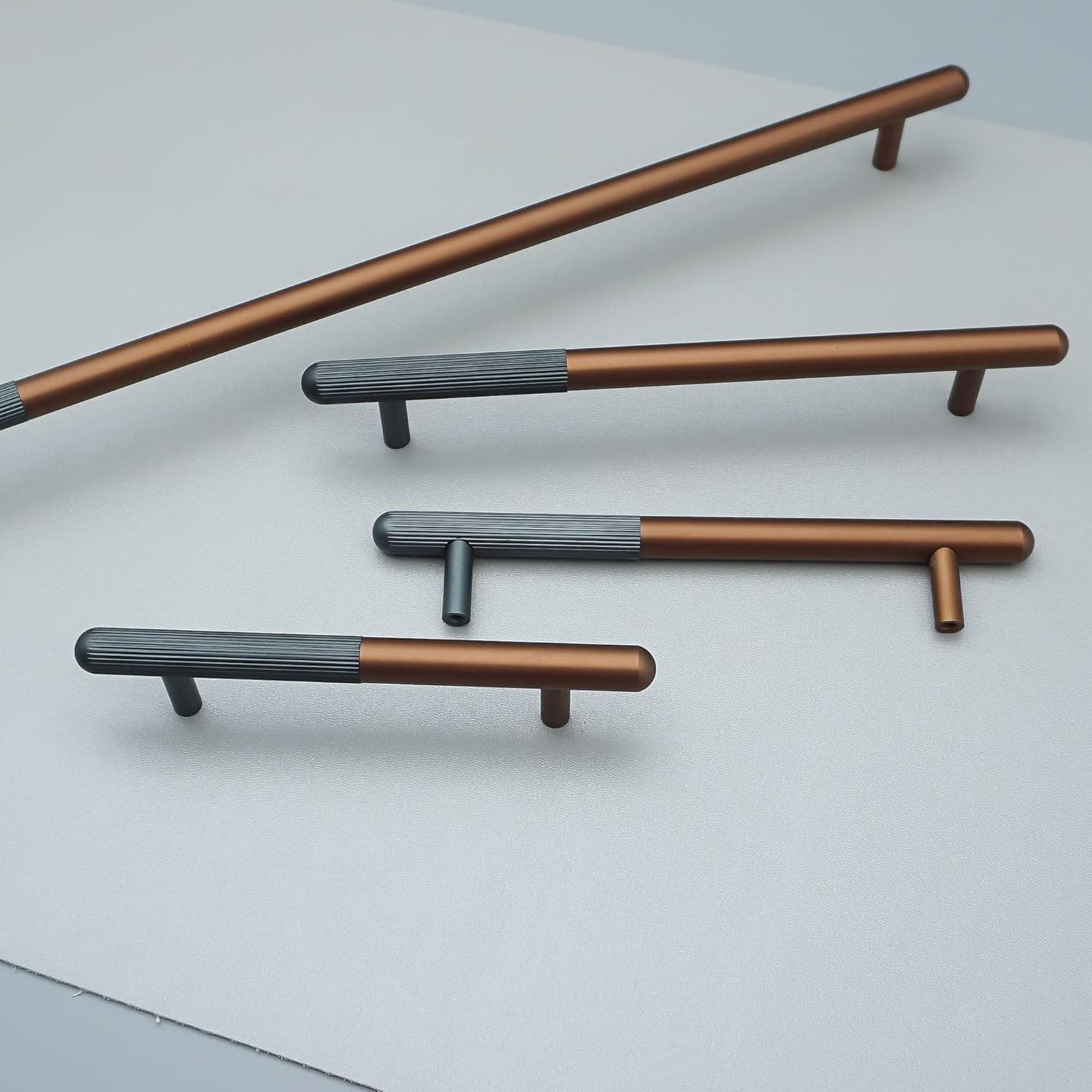 Two Tone Versatile Wardrobe Handles in Copper and Silver Finish Choices