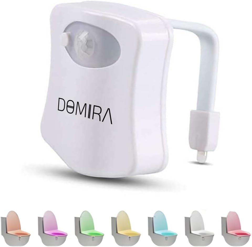 DOMIRA Motion Sensor Toilet Light – LED RGB Night Light With 8/16 Colors