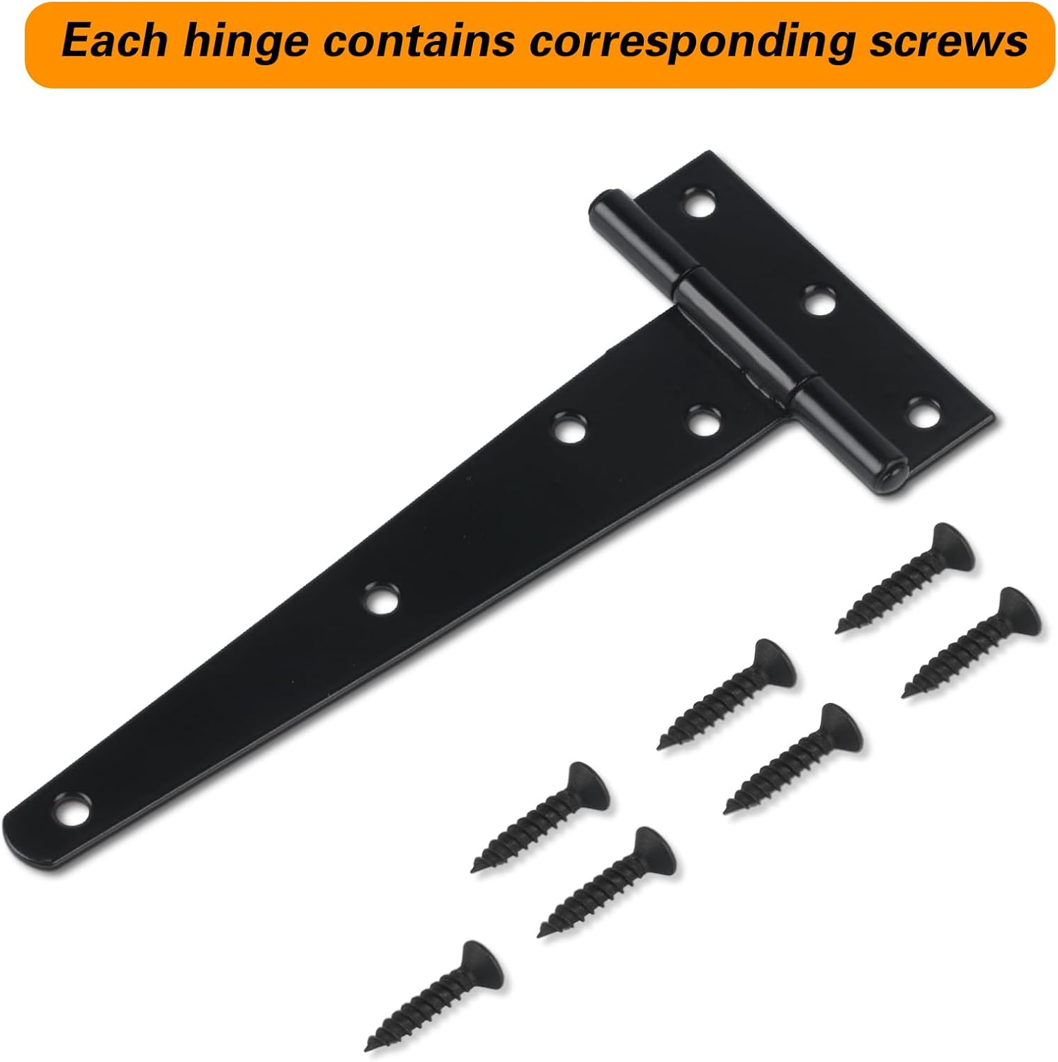 Heavy Duty T Hinges 200mm (8inches) Durable Steel Construction with Rust Resistant Coating Ideal for Barns, Gates, Fences, and Outdoor Use in Pack of 2, 4 & 8