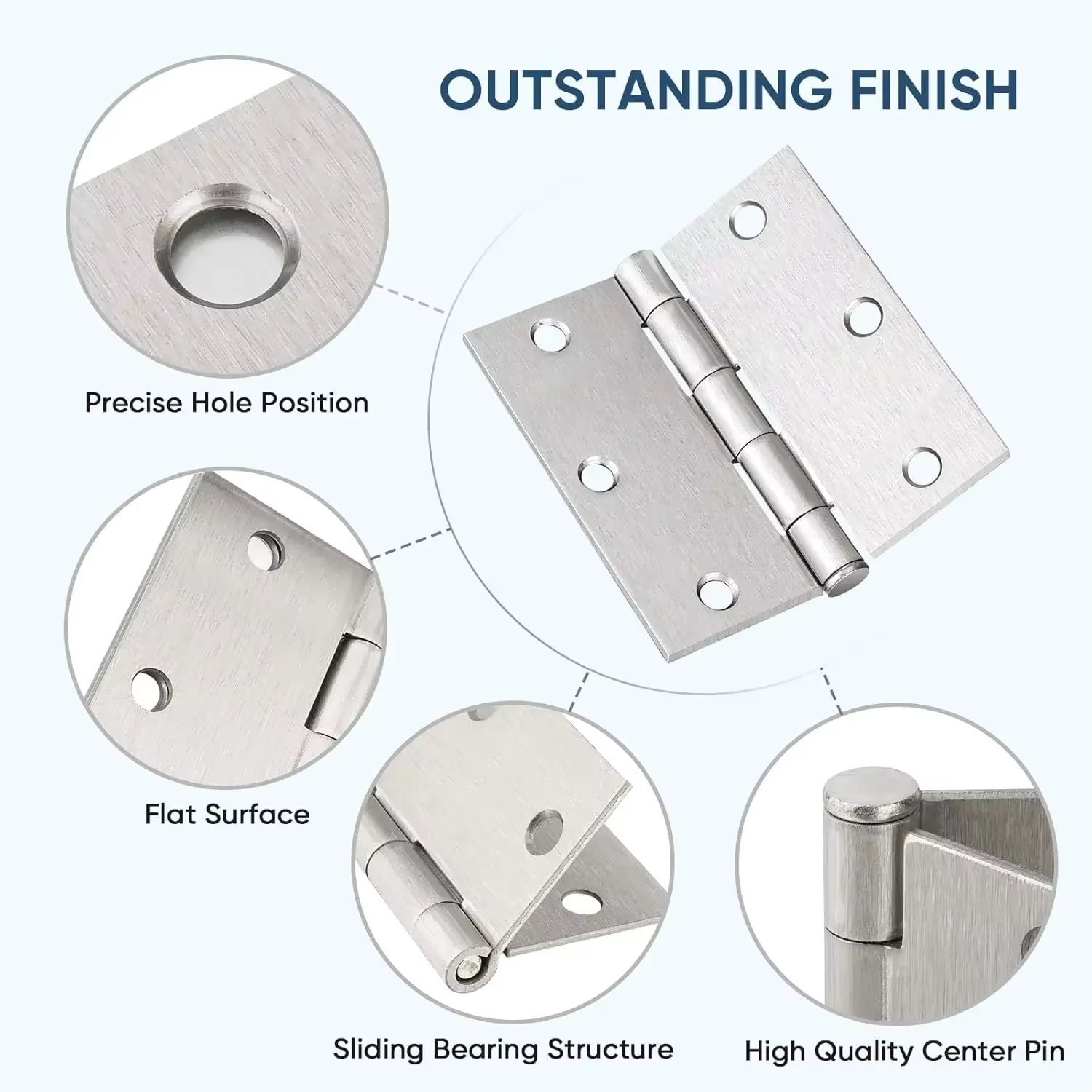 Durable Chrome & Polished Chrome Door Hinges for Stylish and Functional Doors (4 inches)