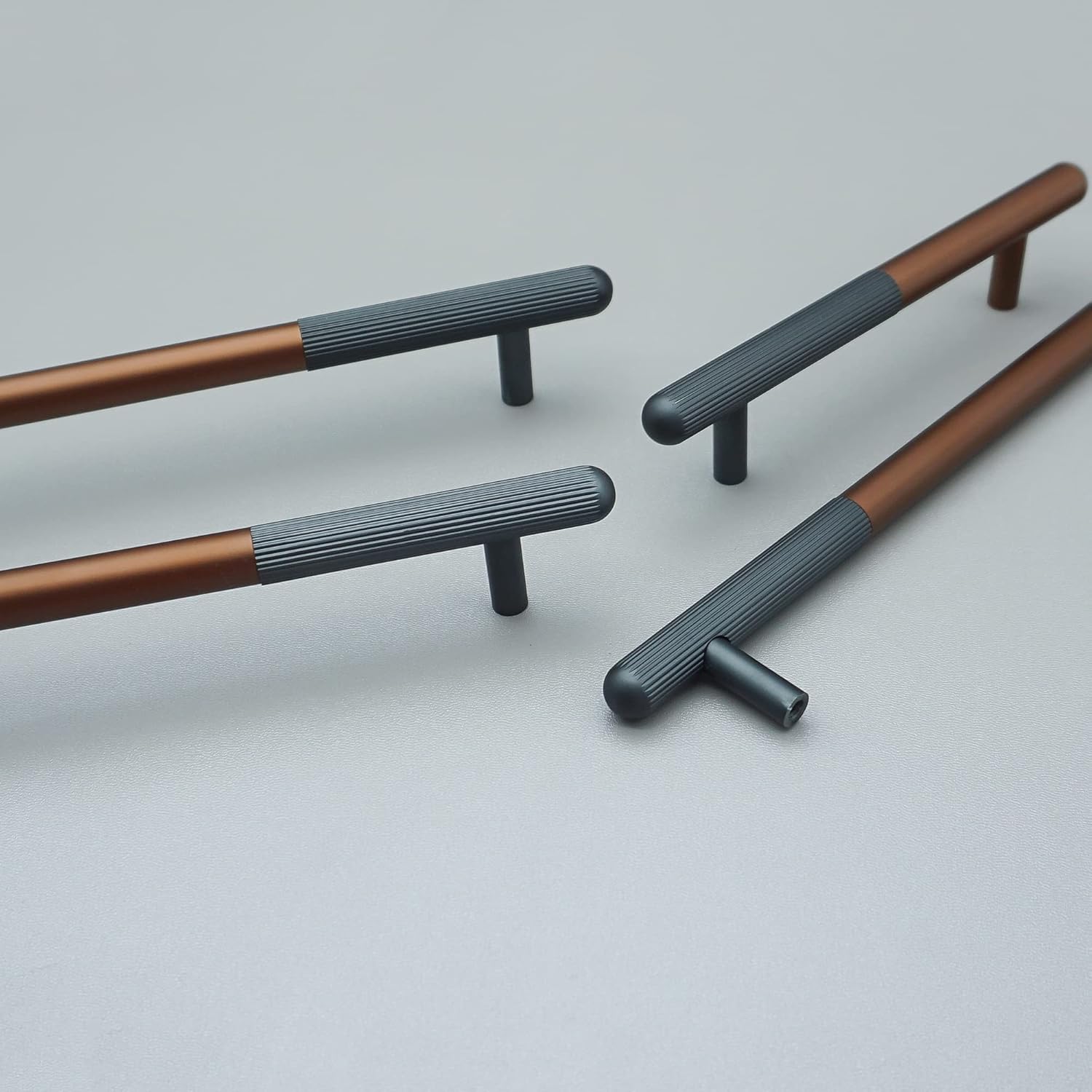 Two Tone Versatile Wardrobe Handles in Copper and Silver Finish Choices