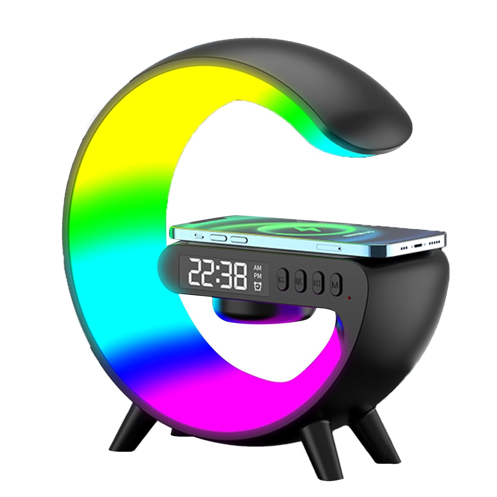 Smart G Shape Lamp – Wireless Charger with Built-in Speaker & Alarm Clock