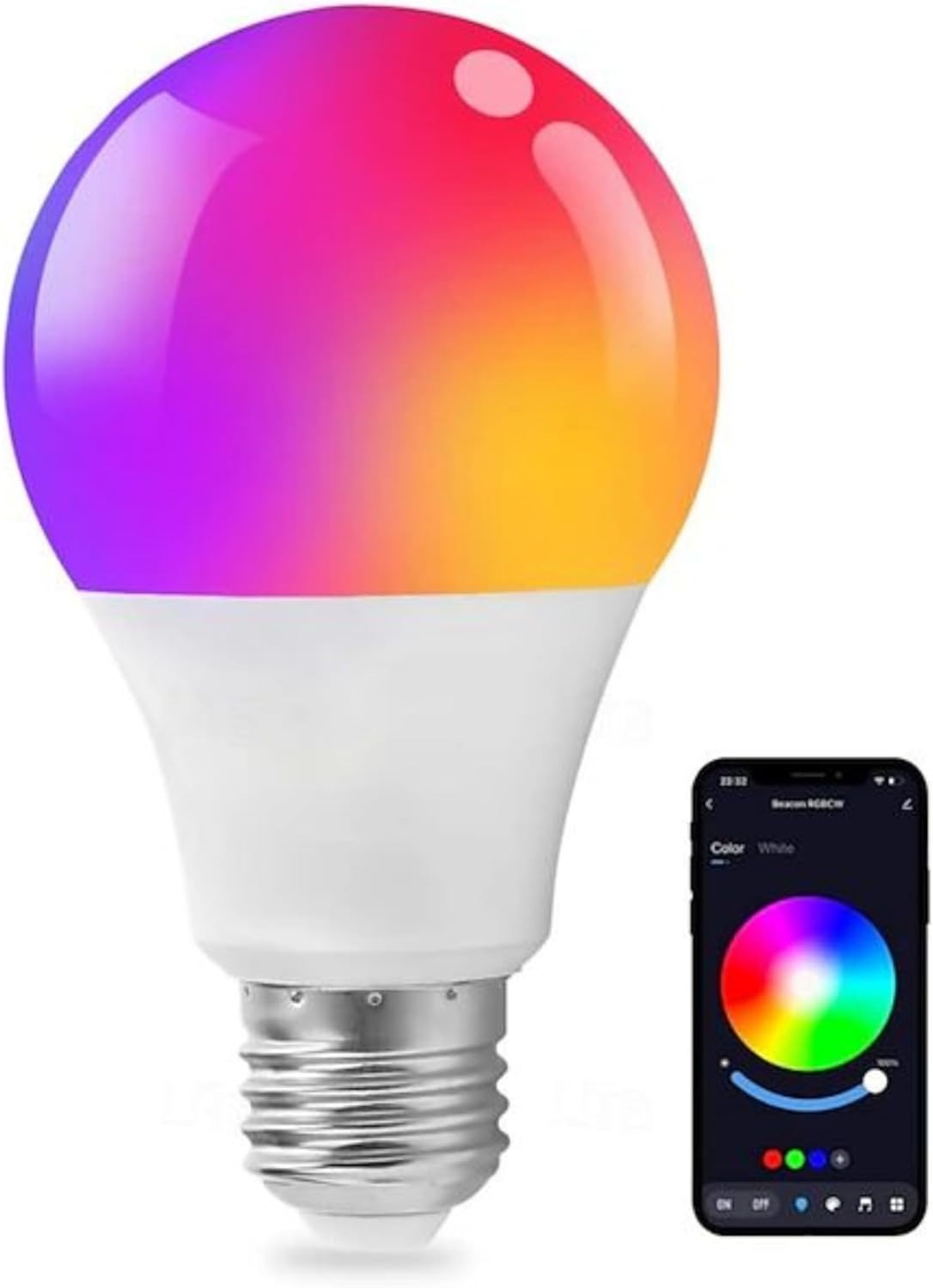Smart LED Light 10W E27 - Alexa & Google Home Compatible RGB WiFi Bulb with Tuya Control, Color Changing & Dimmable (220V)