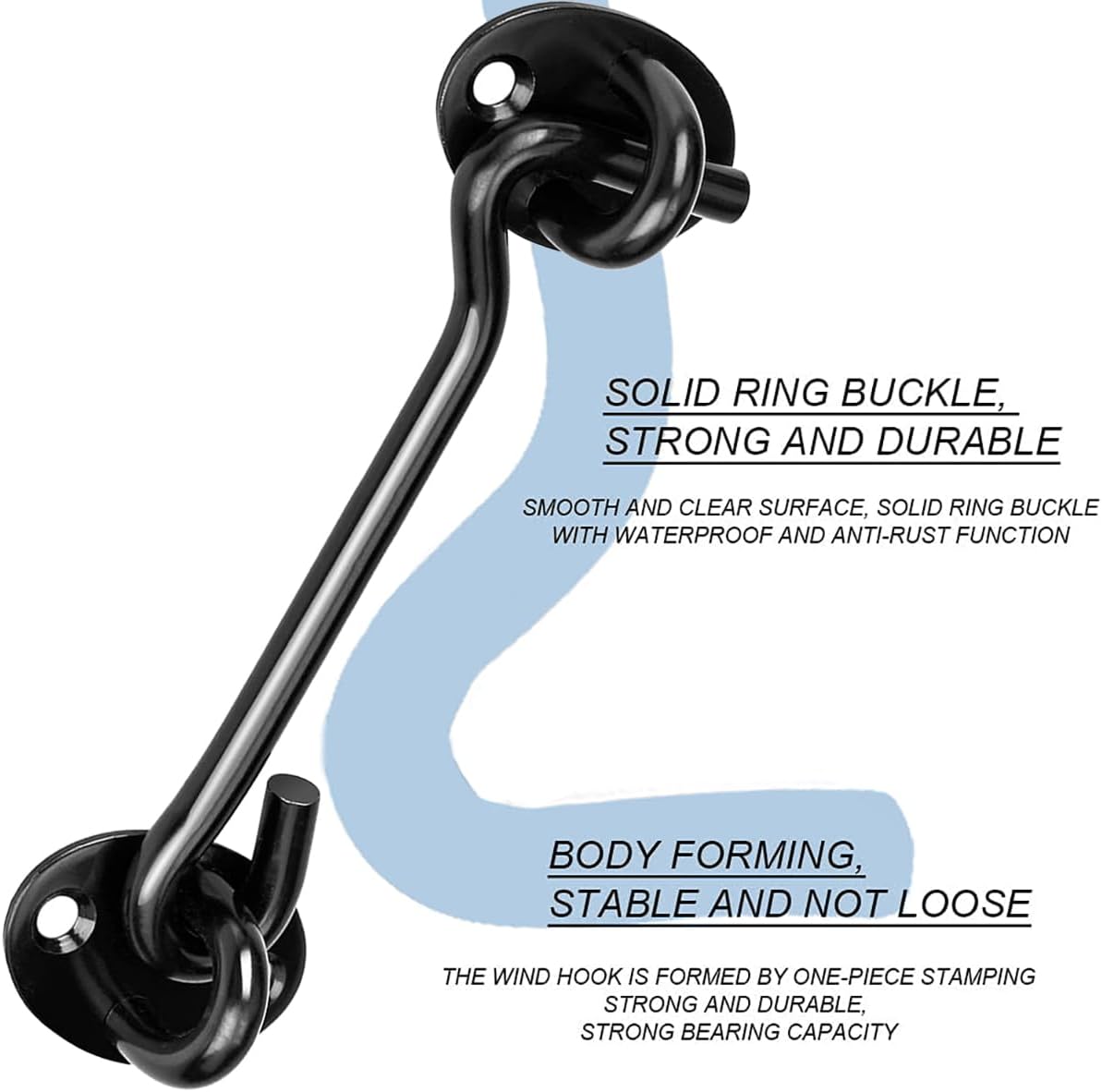 Hook & Eye Latch Black– Heavy Duty Stainless Steel Door Lock 3-4-6–8 Inch