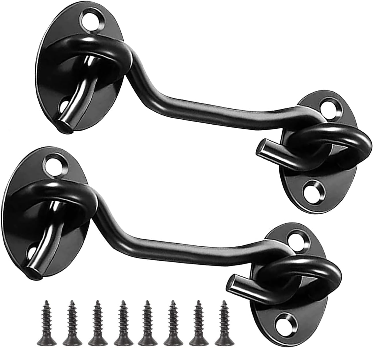 Hook & Eye Latch Black– Heavy Duty Stainless Steel Door Lock 3-4-6–8 Inch