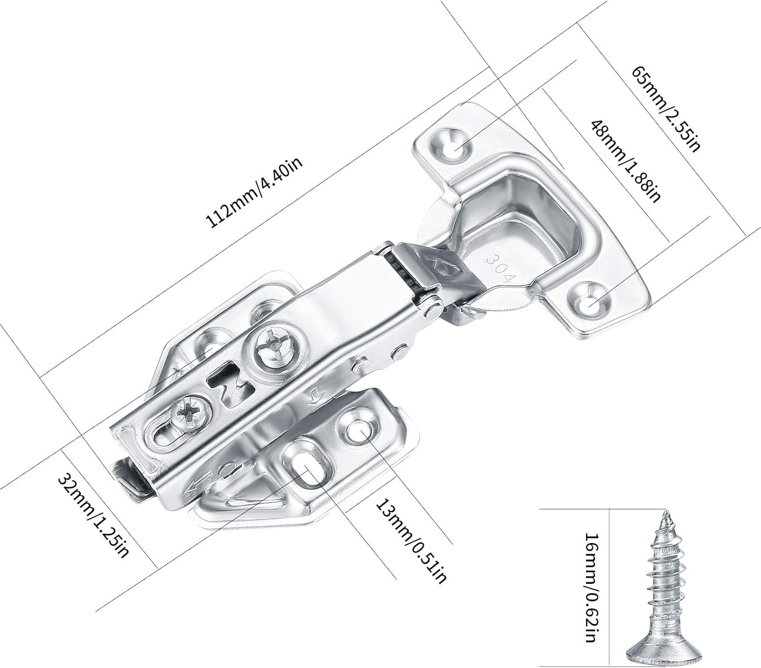 Premium 4-Inch L x 2.55-Inch W Cabinet Hinges for Durable and Smooth Door Operation