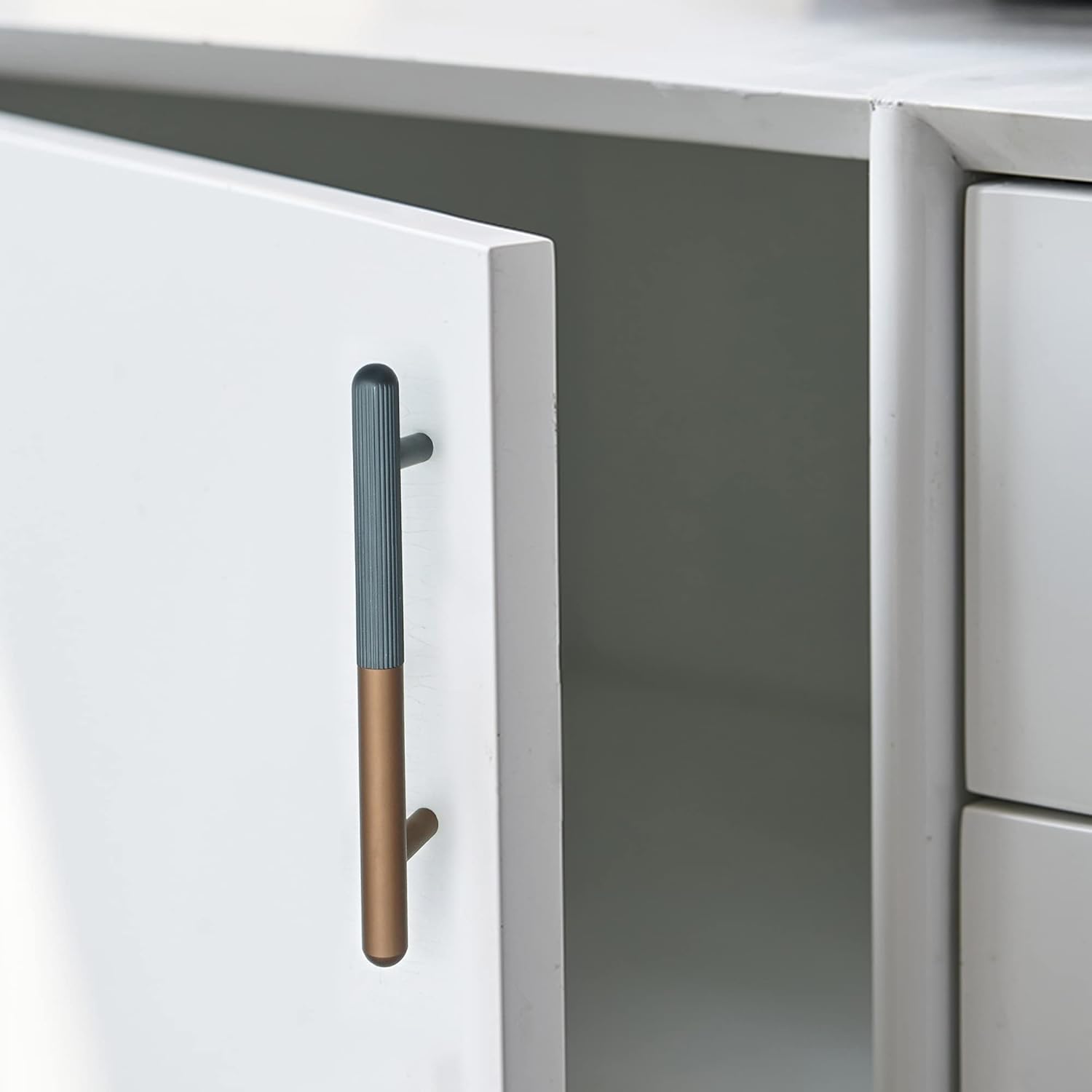 Two Tone Versatile Wardrobe Handles in Copper and Silver Finish Choices