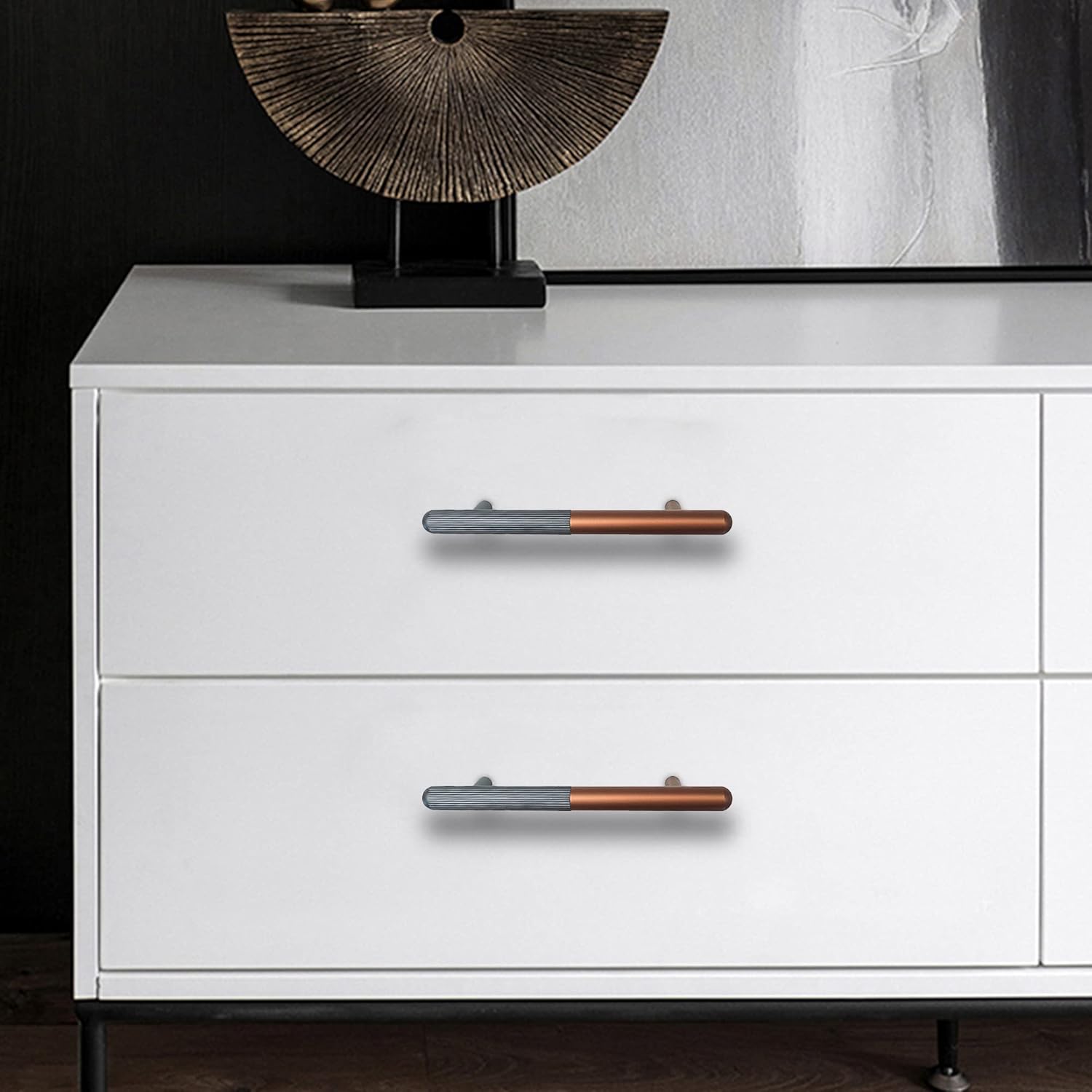 Two Tone Versatile Wardrobe Handles in Copper and Silver Finish Choices