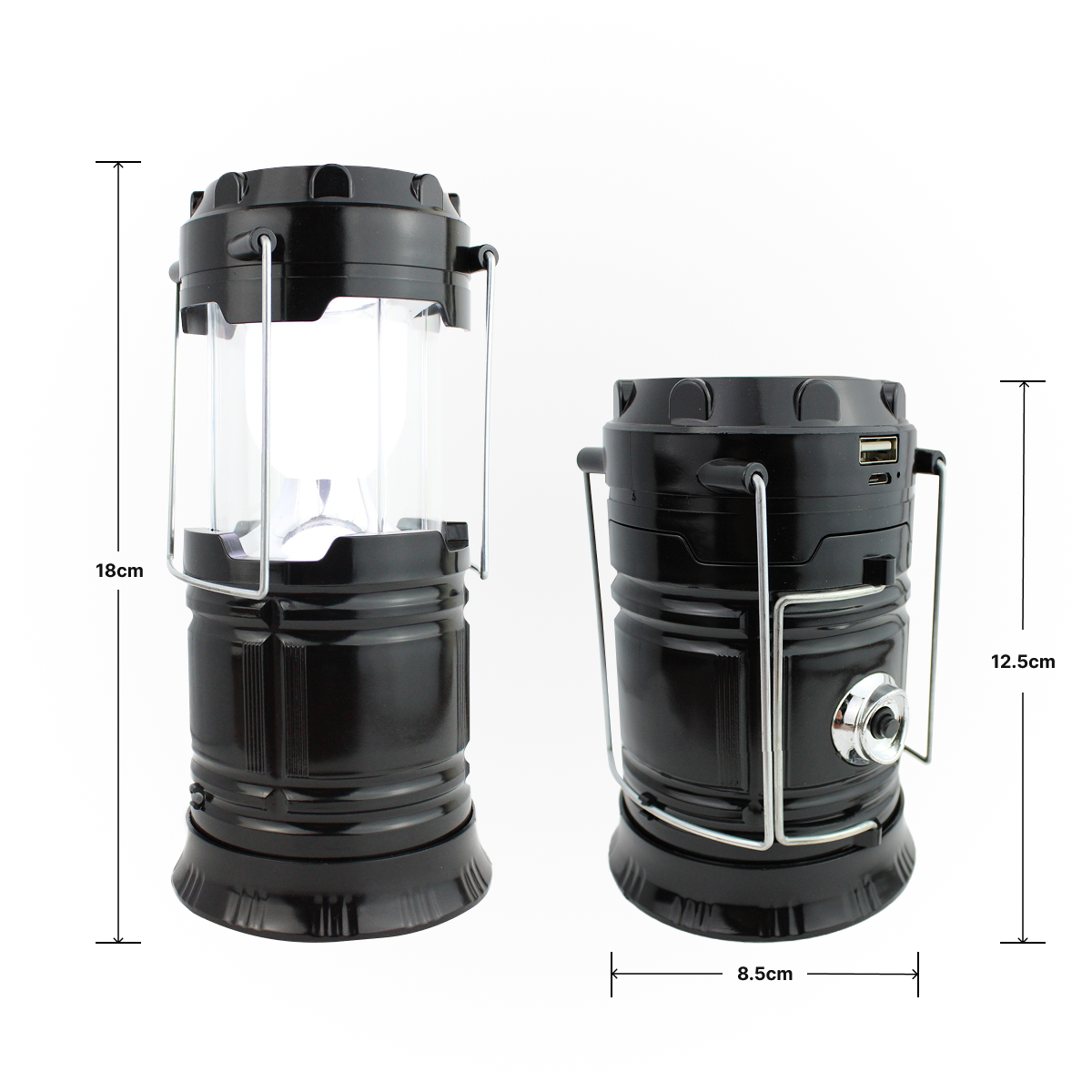 DOMIRA camping lantern 2-in-1 lantern and flashlight feature black