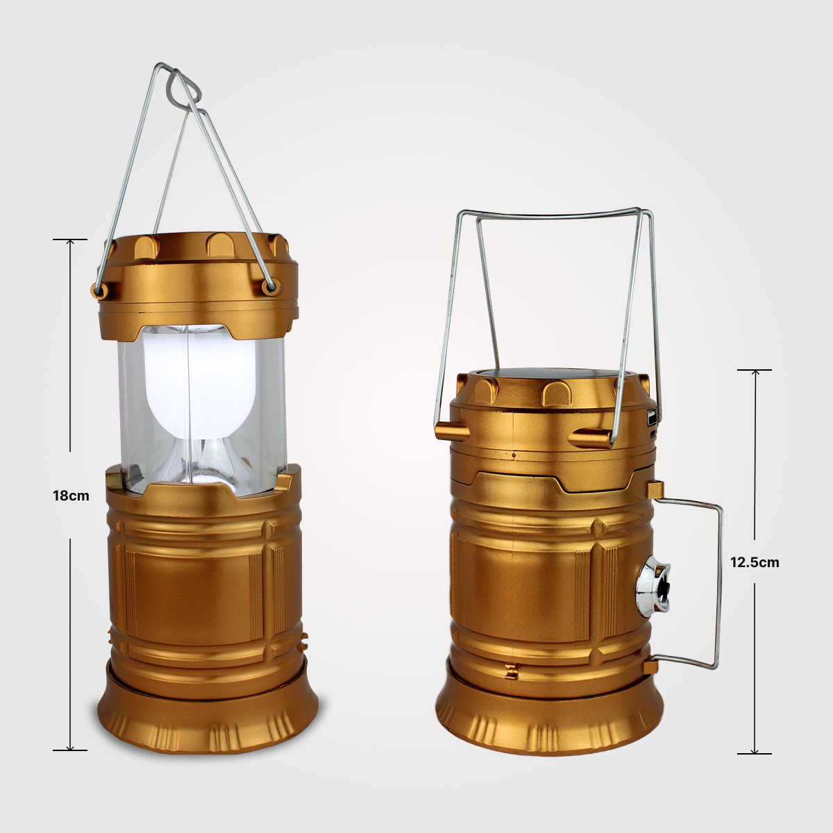Gold Collapsible Solar LED Camping Lantern – Super Bright & Portable