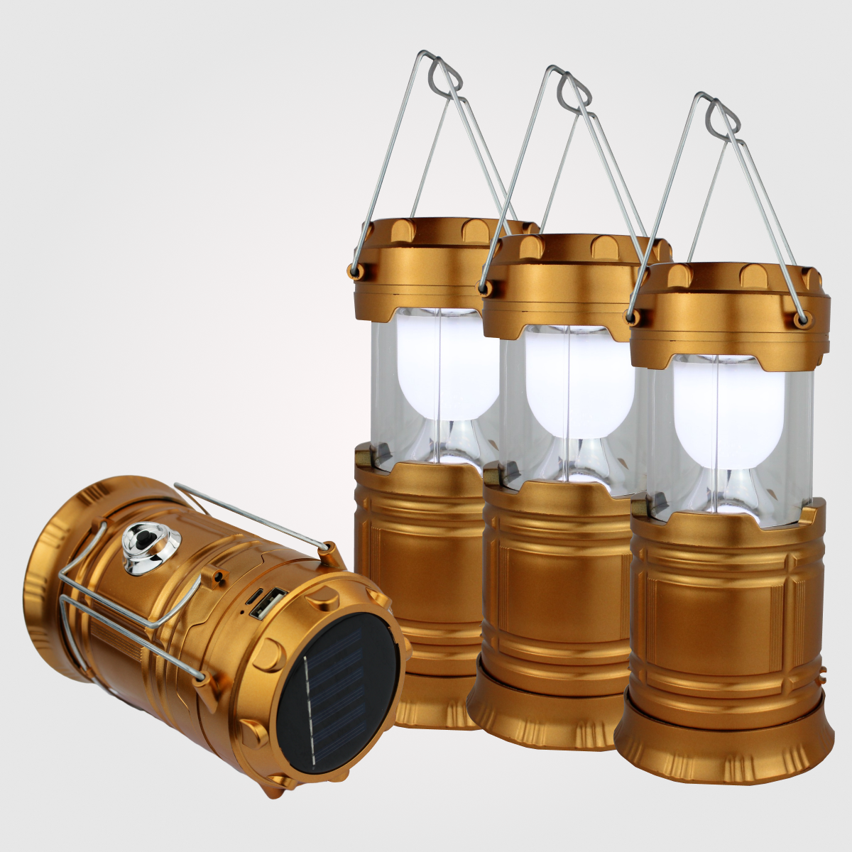 Gold Collapsible Solar LED Camping Lantern – Super Bright & Portable