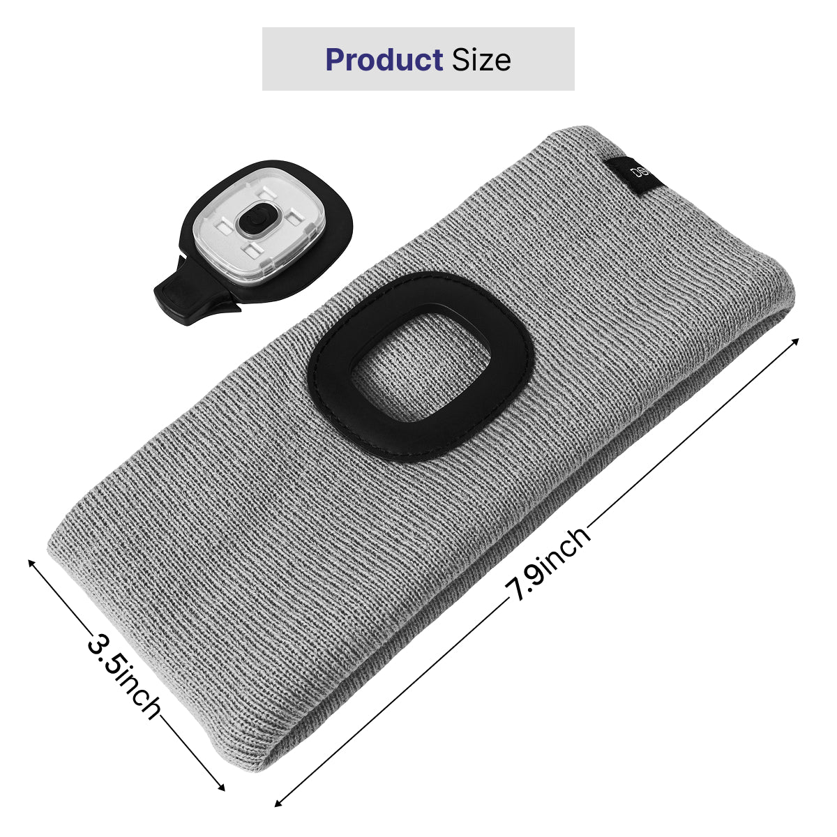 USB Rechargeable LED Head Torch – Super Bright Gray Headlamp