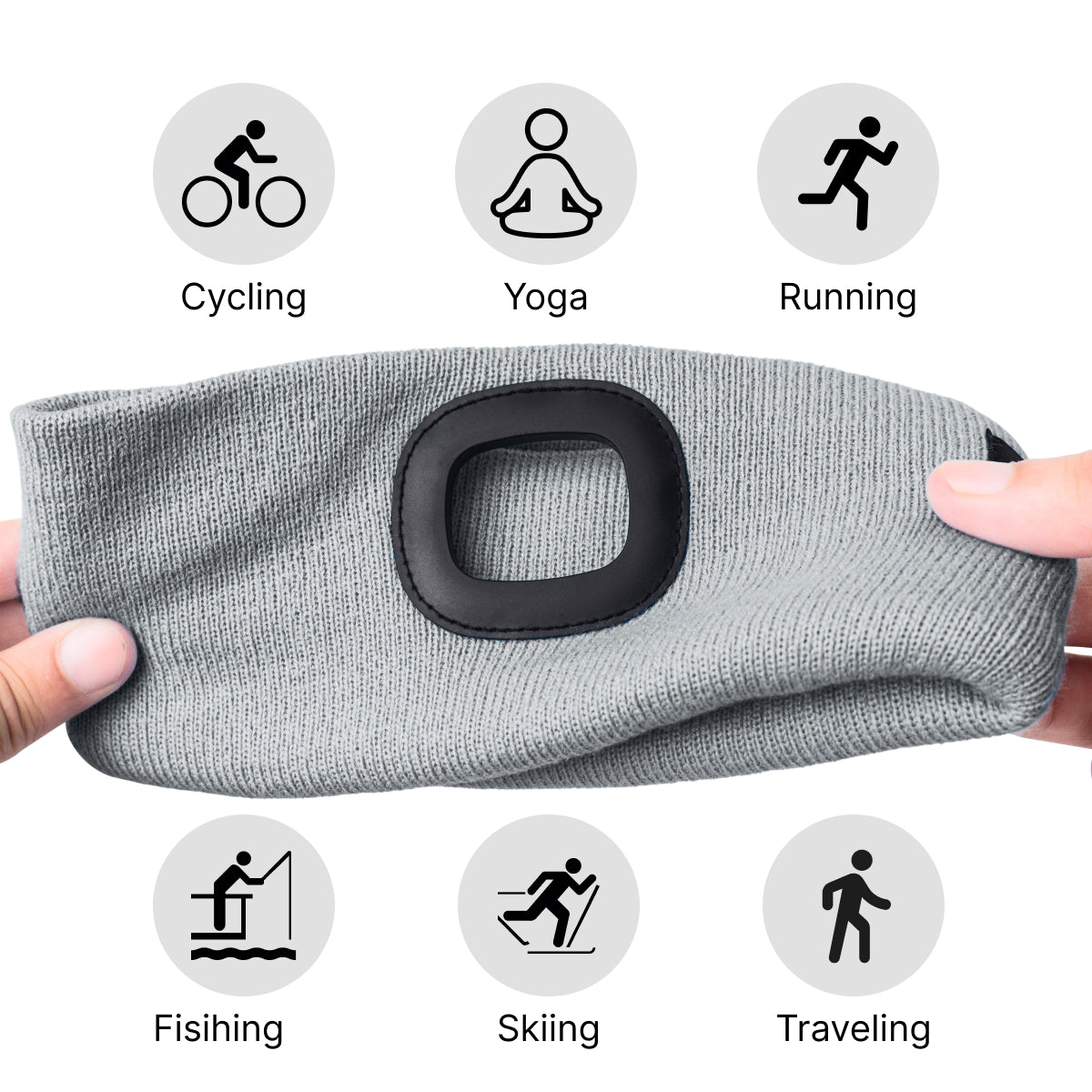USB Rechargeable LED Head Torch – Super Bright Gray Headlamp