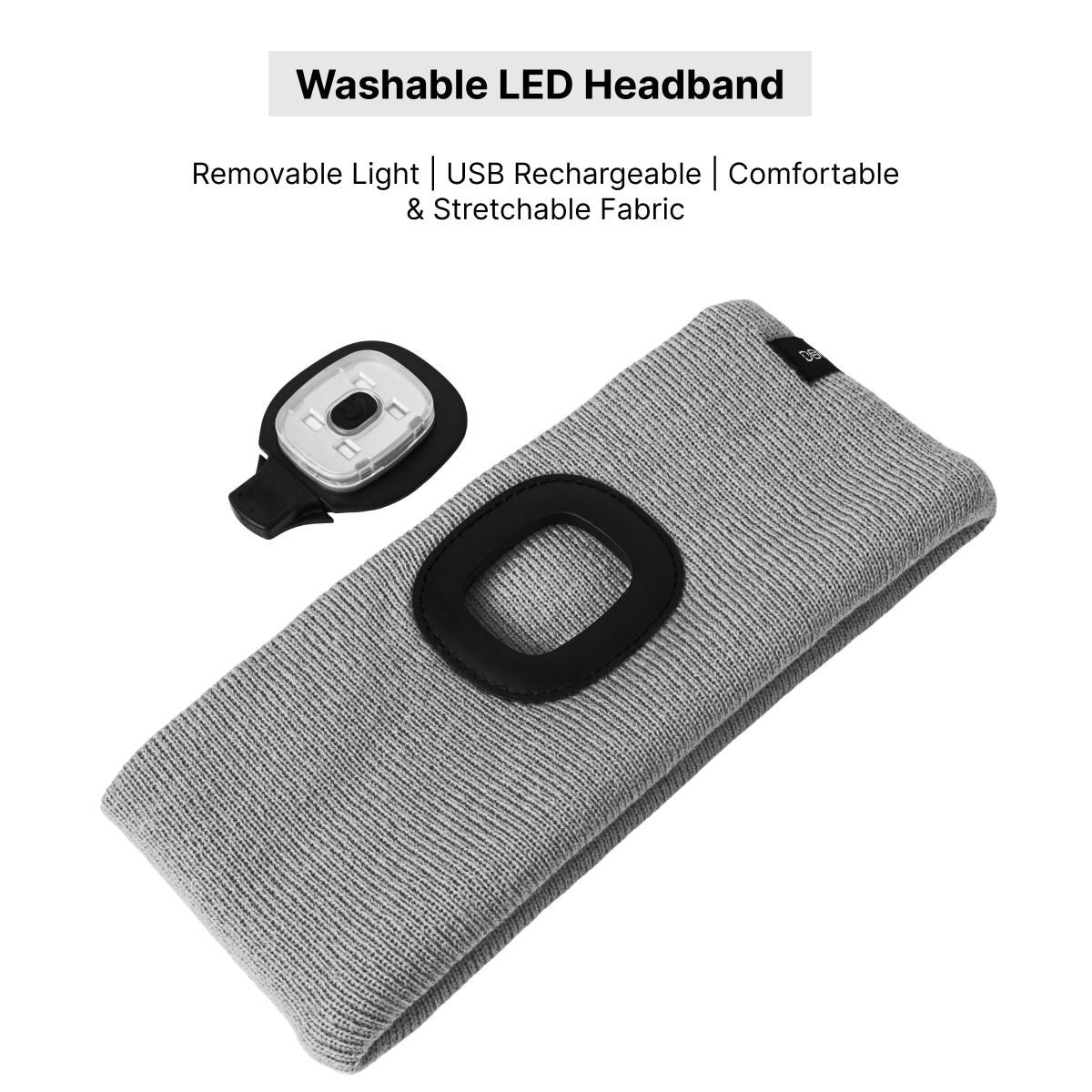 USB Rechargeable LED Head Torch – Super Bright Gray Headlamp