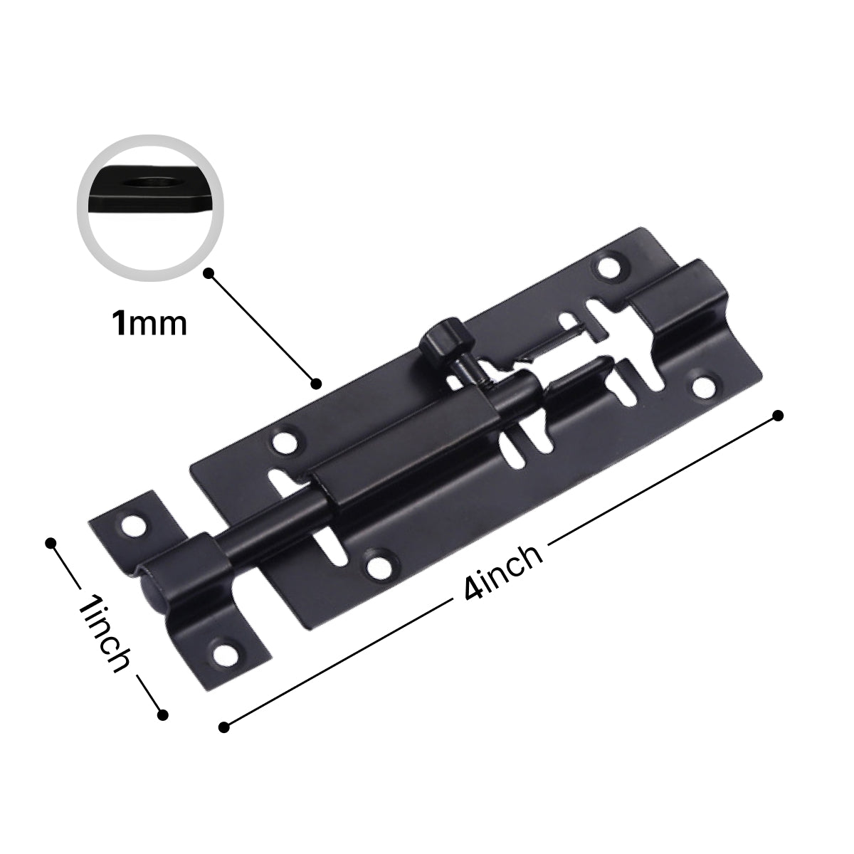 Door Bolts Black Stylish Security Multiple packs in 3-Inch & 4-Inch