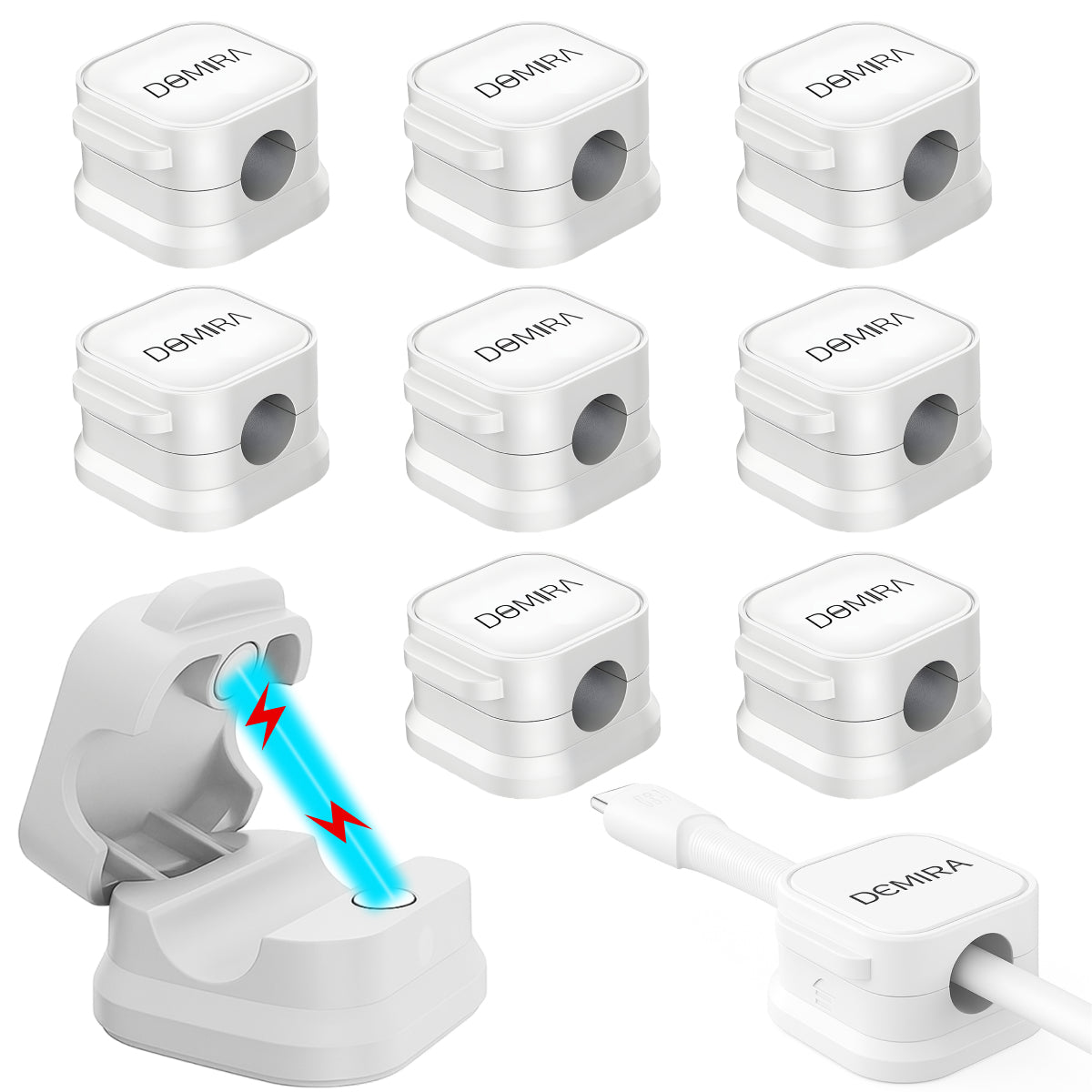 10 Magnetic Cable Holder Clips – Desk Cable Tidy & Charger Cable Organiser
