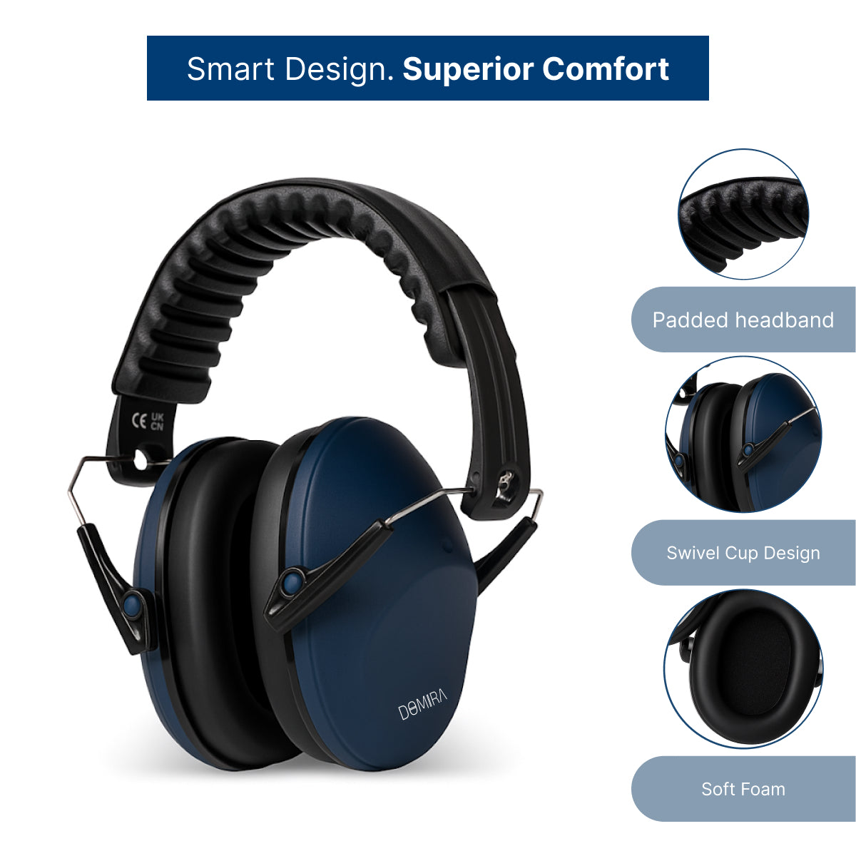 Kids Noise-Cancelling Earmuffs – Adjustable, Comfortable & Soundproof-Dark Blue