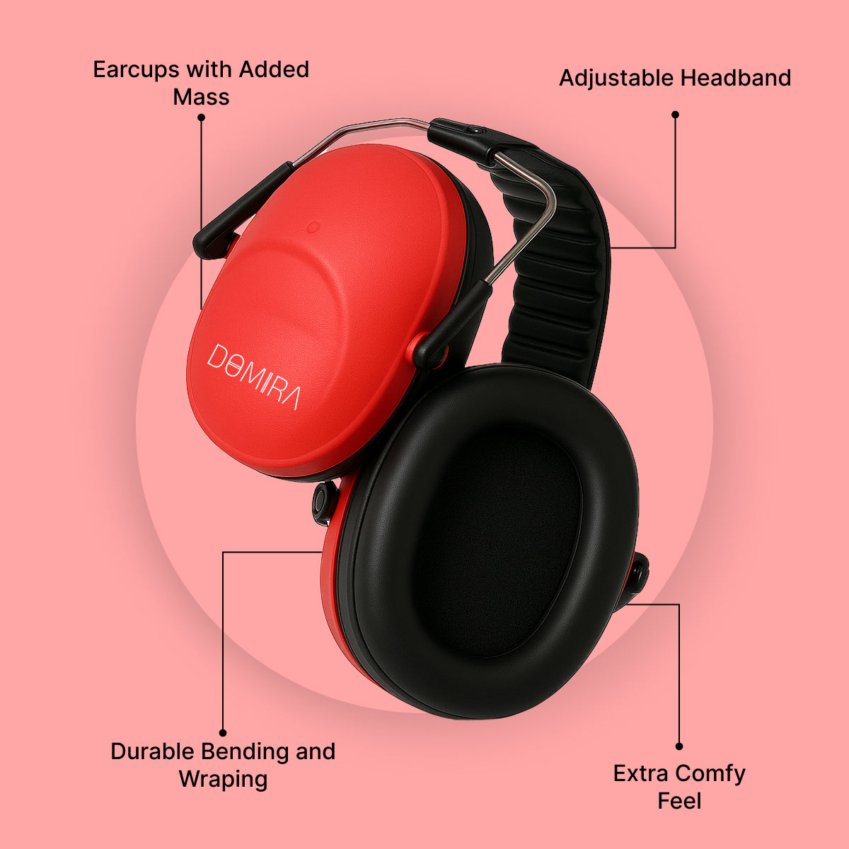 Kids Noise-Cancelling Earmuffs – Adjustable, Comfortable & Soundproof-Red