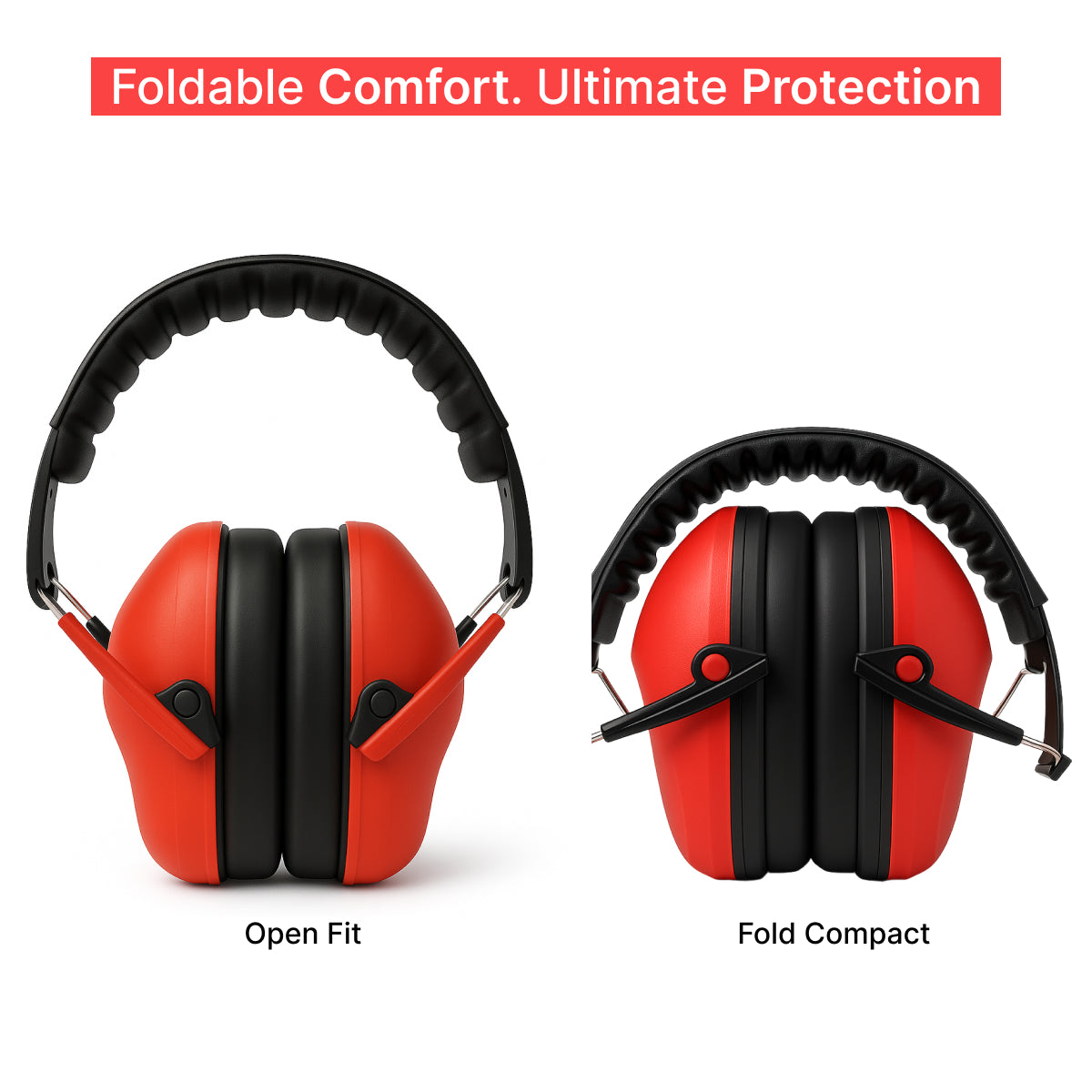 Kids Noise-Cancelling Earmuffs – Adjustable, Comfortable & Soundproof-Red