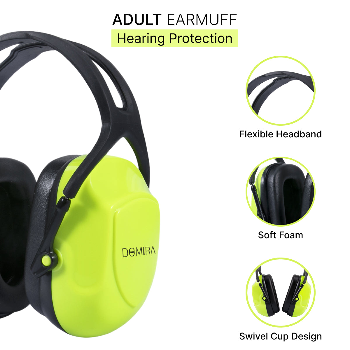DOMIRA Ear Defenders 37dB – High-Performance Hearing Protection-Light Green