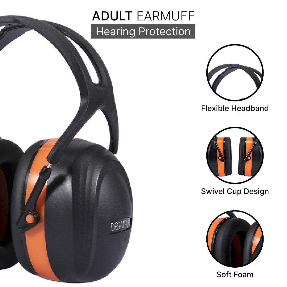 DOMIRA Ear Defenders 37dB – High-Performance Hearing Protection-Orange Black