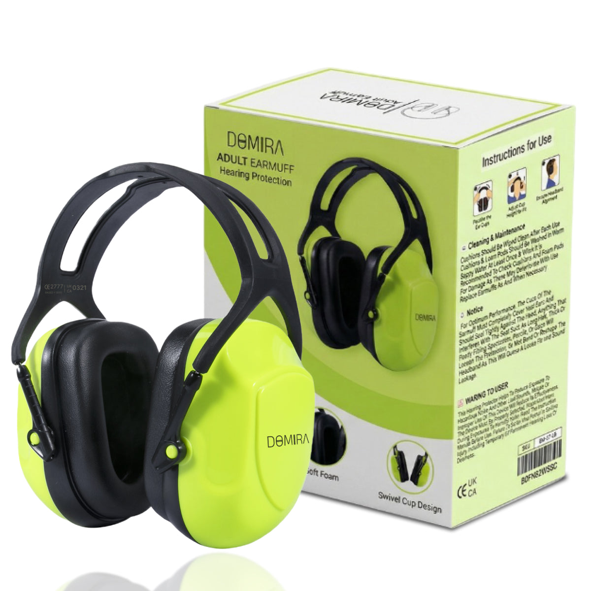 DOMIRA Ear Defenders 37dB – High-Performance Hearing Protection-Light Green