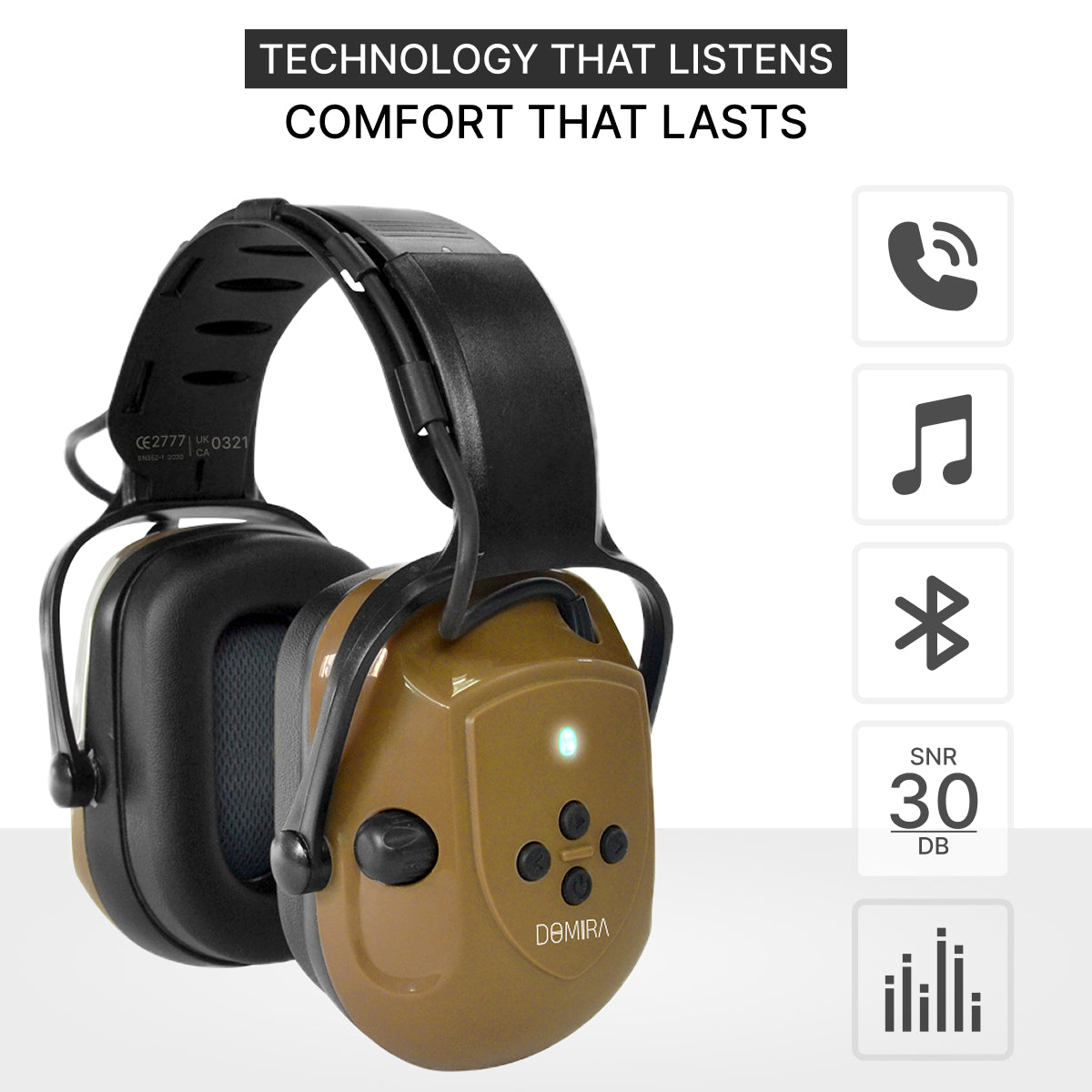 Bluetooth Shooting Ear Muffs SNR 30dB-Brown