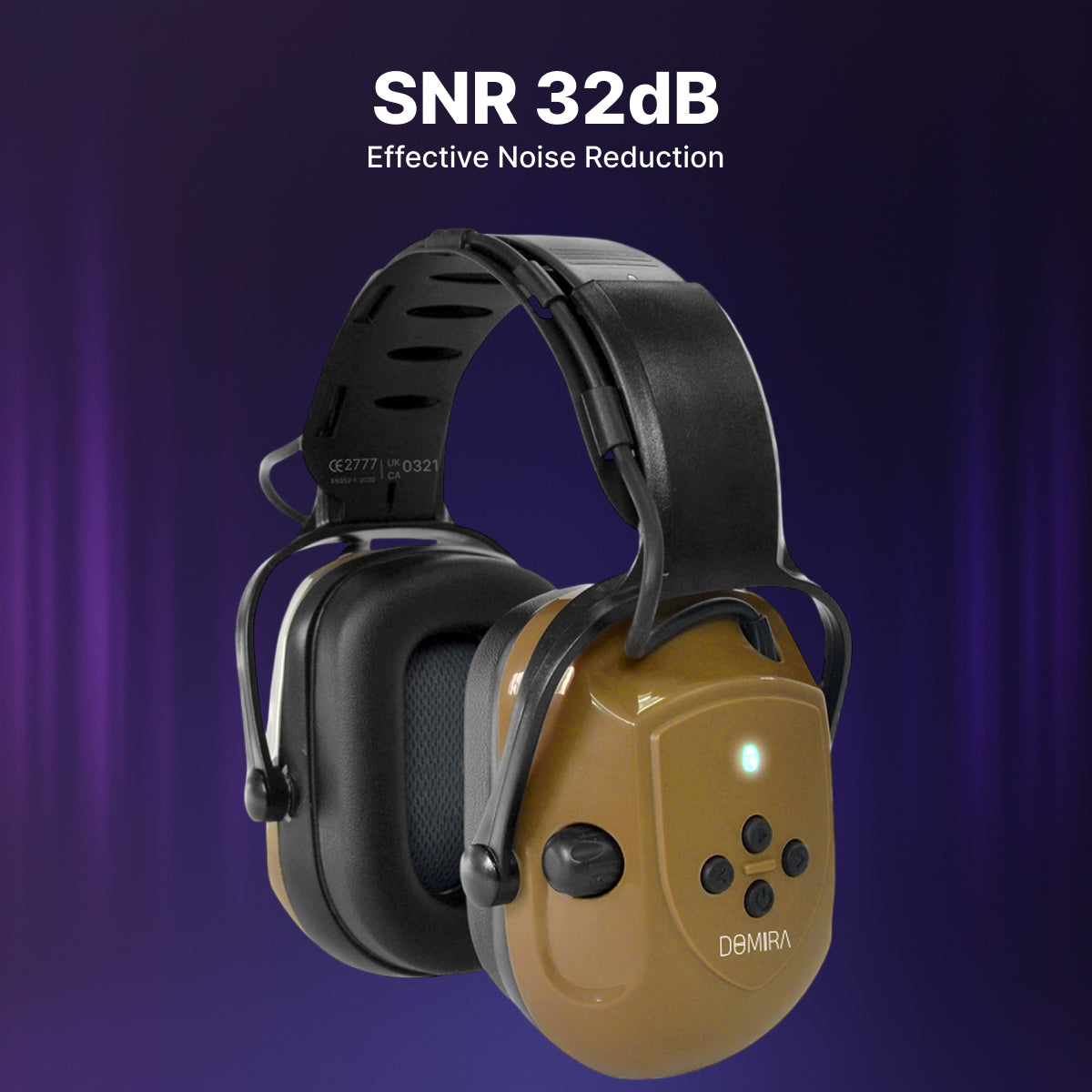 DOMIRA Bluetooth Electronic Earmuffs SNR 32dB – Hearing Protection-Brown