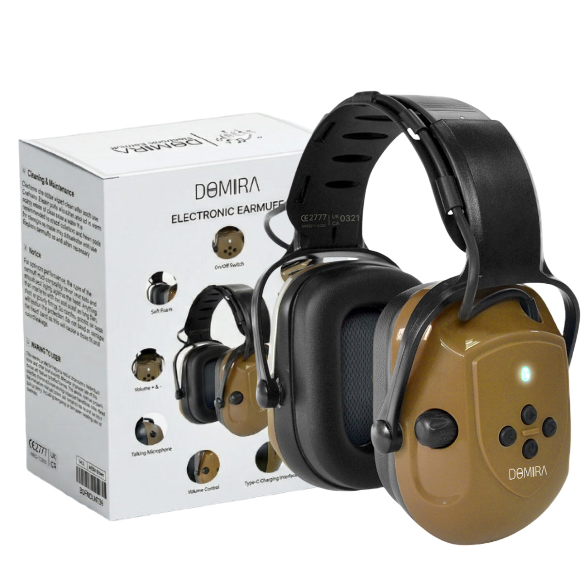 DOMIRA Bluetooth Electronic Earmuffs SNR 32dB – Hearing Protection-Brown