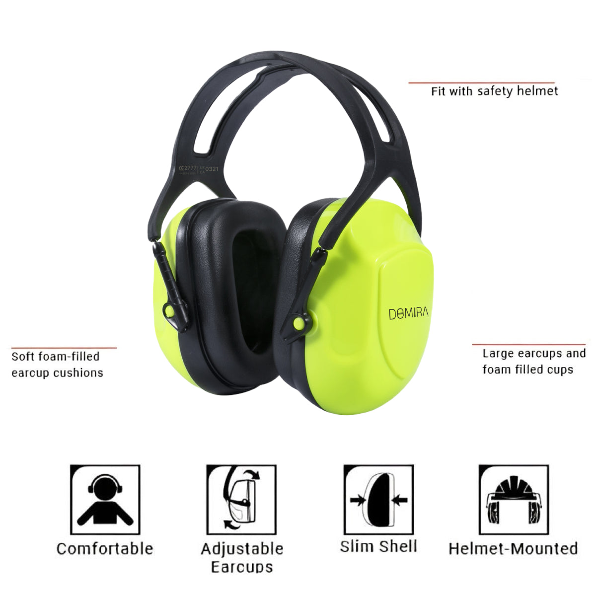DOMIRA Ear Defenders 37dB – High-Performance Hearing Protection-Light Green