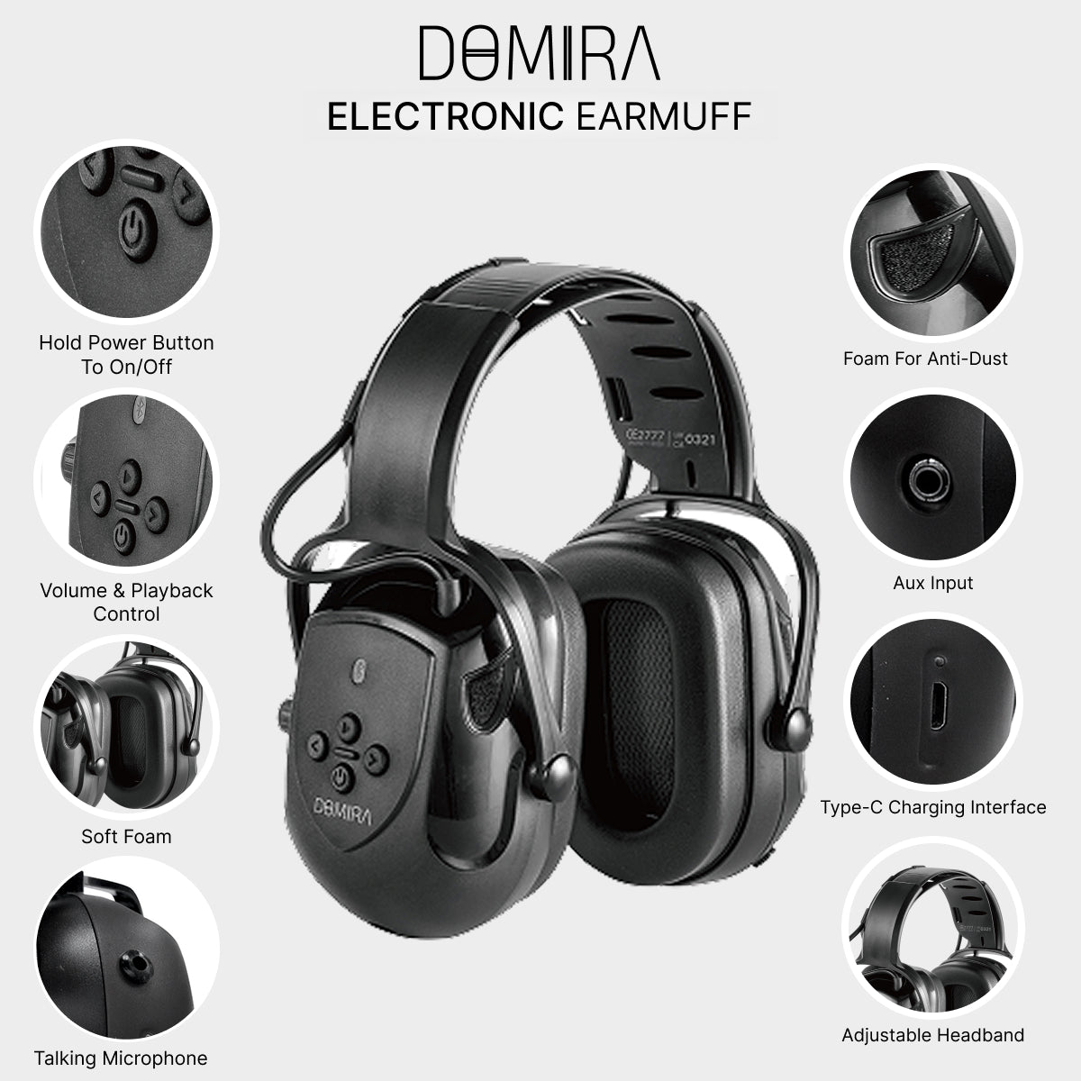 Bluetooth Shooting Ear Muffs SNR 30dB-Black