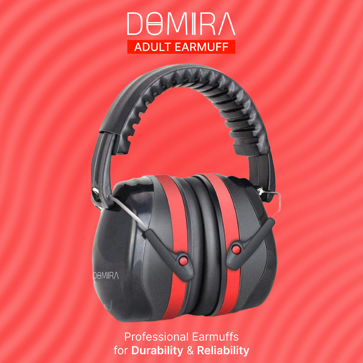 DOMIRA Mini Ear Defenders 35dB – Lightweight Noise Reduction Earmuffs-Red Black