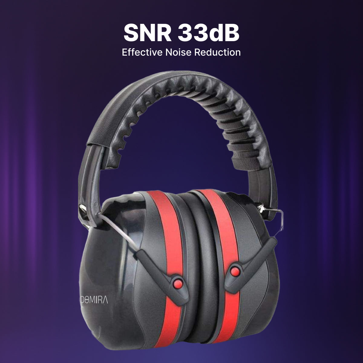 DOMIRA Mini Ear Defenders 35dB – Lightweight Noise Reduction Earmuffs-Red Black