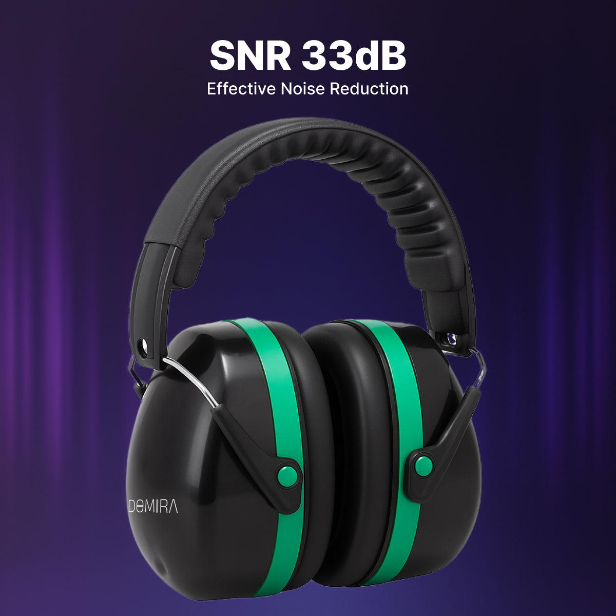 DOMIRA Mini Ear Defenders 35dB – Lightweight Noise Reduction Earmuffs-Green Black