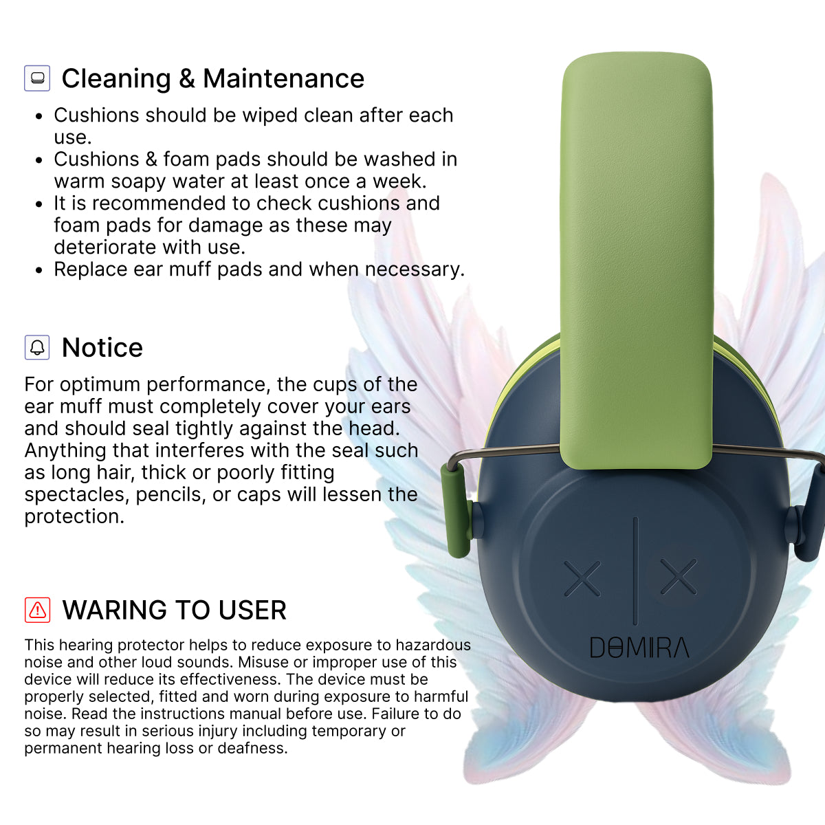 DOMIRA Kids Ear Defenders – Noise Cancelling Hearing Protection-Blue Green