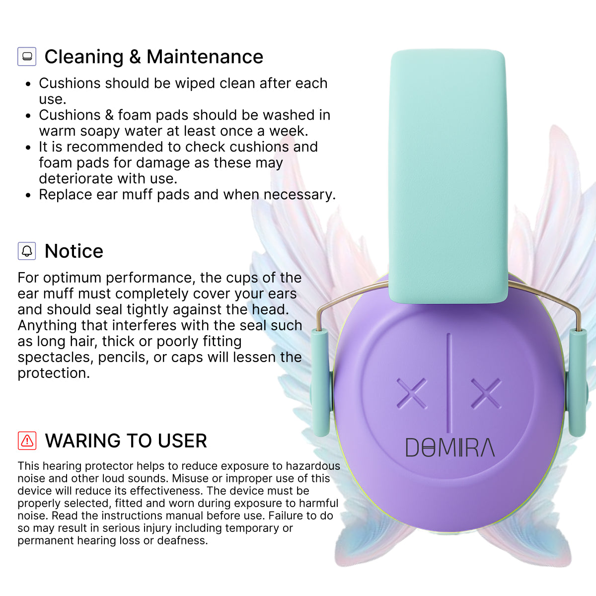 DOMIRA Kids Ear Defenders – Noise Cancelling Hearing Protection-Violet Blue