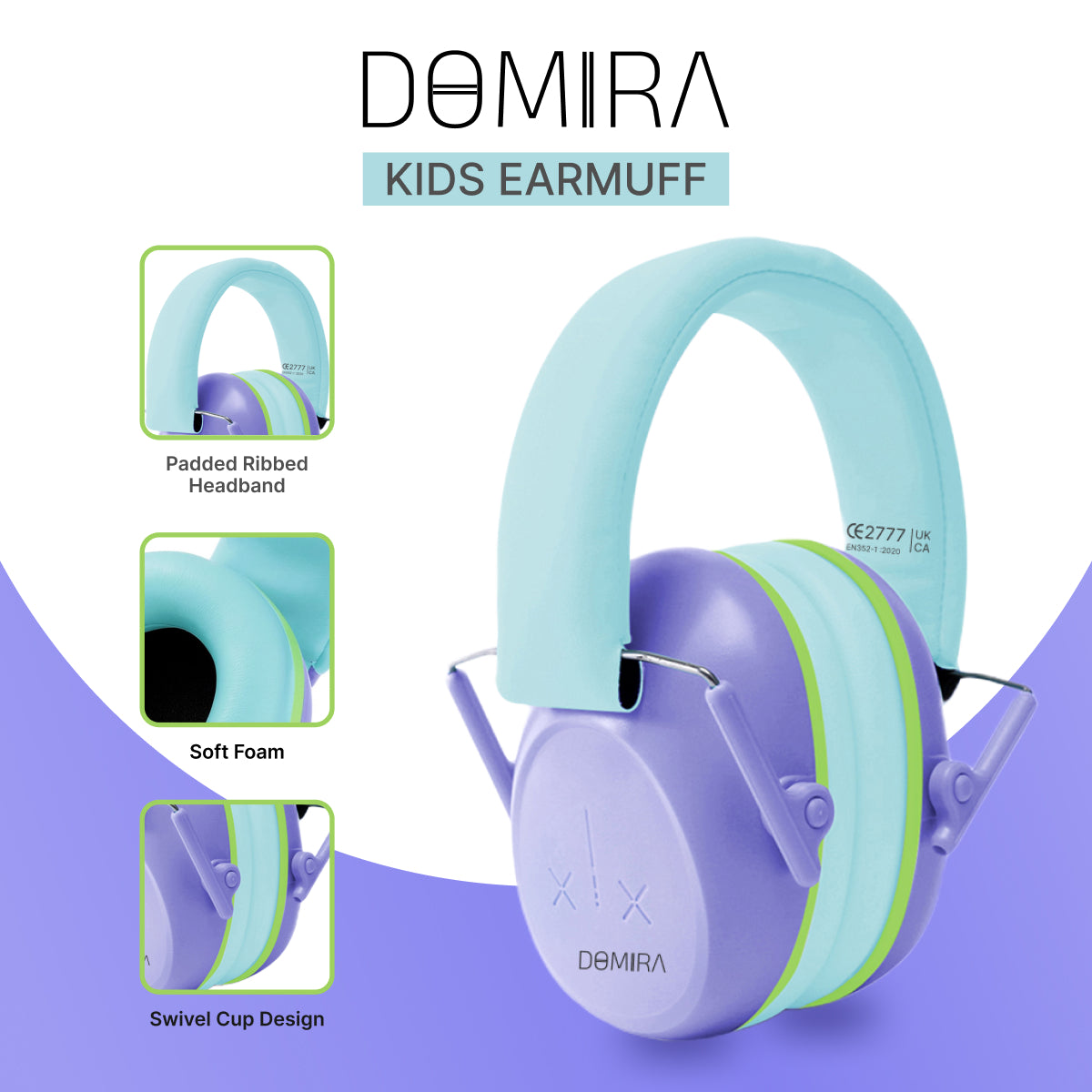 DOMIRA Kids Ear Defenders – Noise Cancelling Hearing Protection-Violet Blue