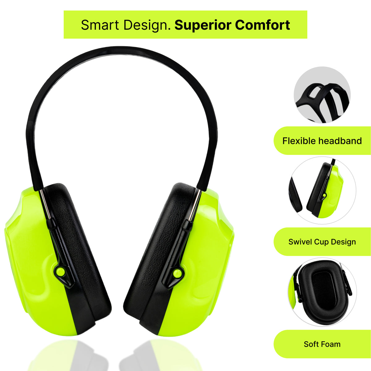 DOMIRA Ear Defenders 34dB – High-Performance Hearing Protection-Light Green