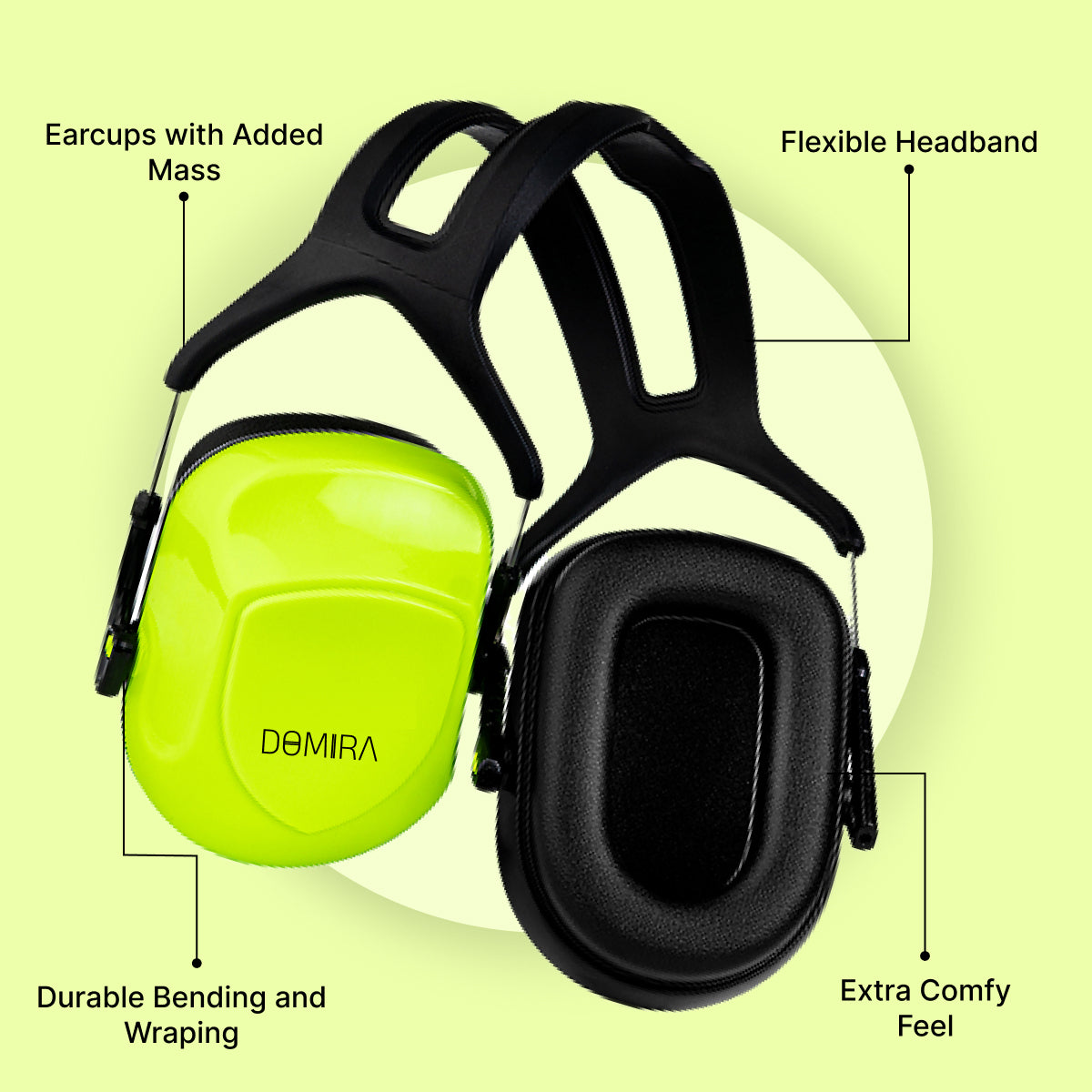 DOMIRA Ear Defenders 34dB – High-Performance Hearing Protection-Light Green